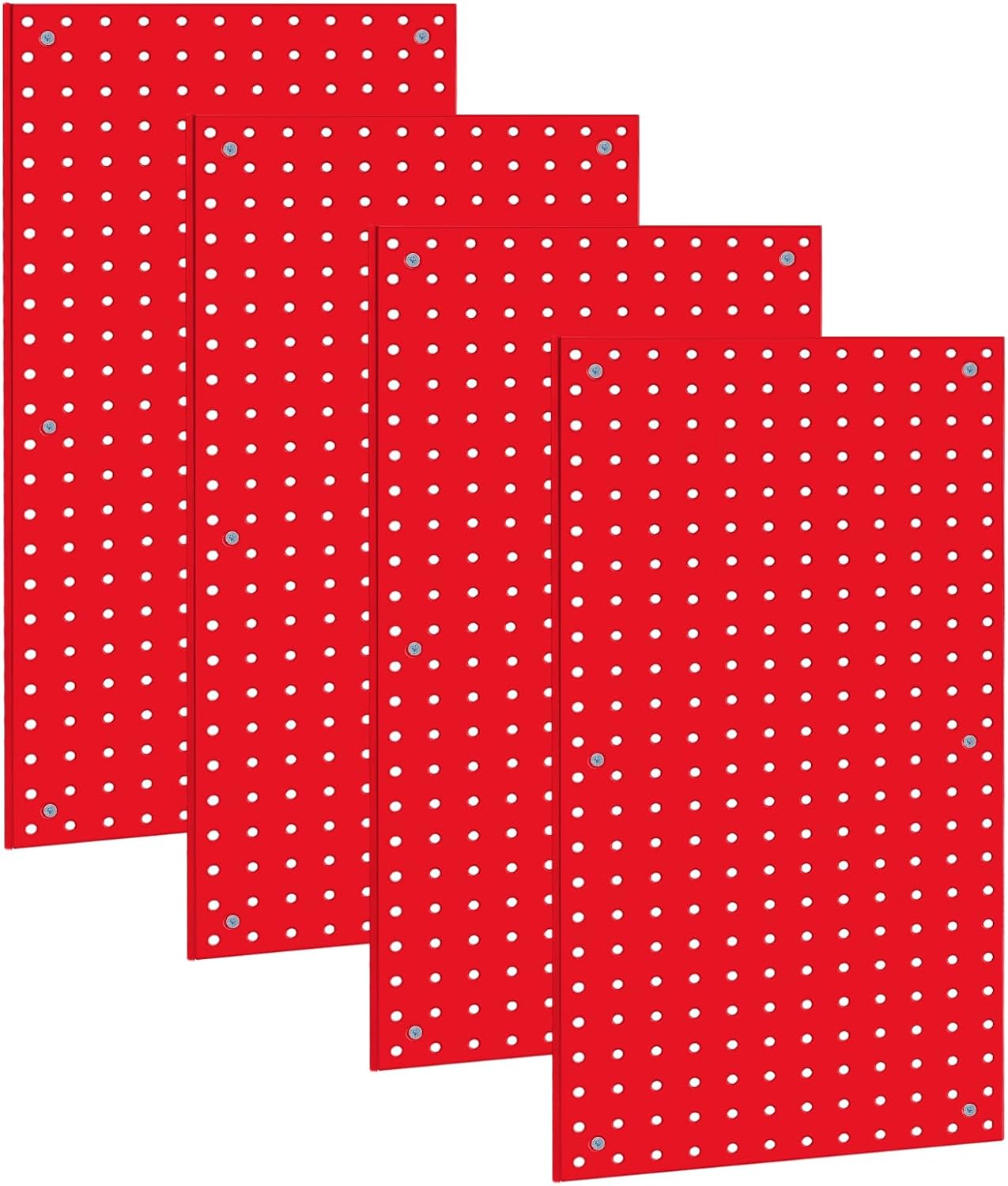 Peg Board,Pegboard Rack Garage Storage Steel Horizontal Peg Board Pack,Steel Pegboard Heavy Duty- 4 Pack 12-Inch X 24-Inch Metal Peg Board Tool Organization Panels (Red)