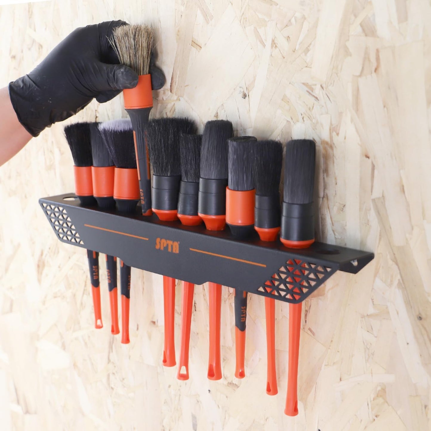 SPTA Car Detailing Brush Holder Detail Brush Rack Detailing Brushes Organizer, Ideal for Garage Workshop, Putting 12 car Detailing Brushes