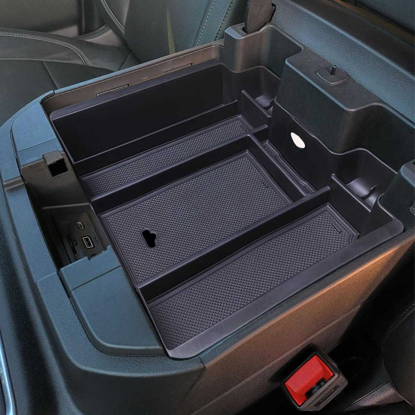 Center Console Armrest Box Organizer Tray for 2019-2022 Chevy Silverado/GMC Sierra 1500 and 2020-2023 Silverado/Sierra 2500/3500 HD Accessories (Full Console w/Bucket Seats ONLY) Black Trim