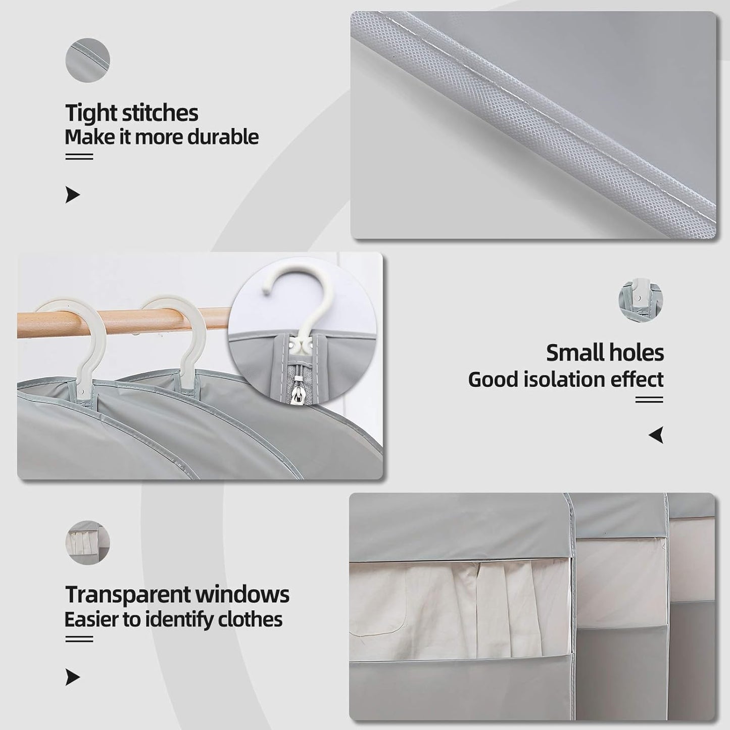 Dress Bags for Gowns Long, 65'' Long Dress Clear Garment Bag(Set of 4, 23.3'' X 65'')