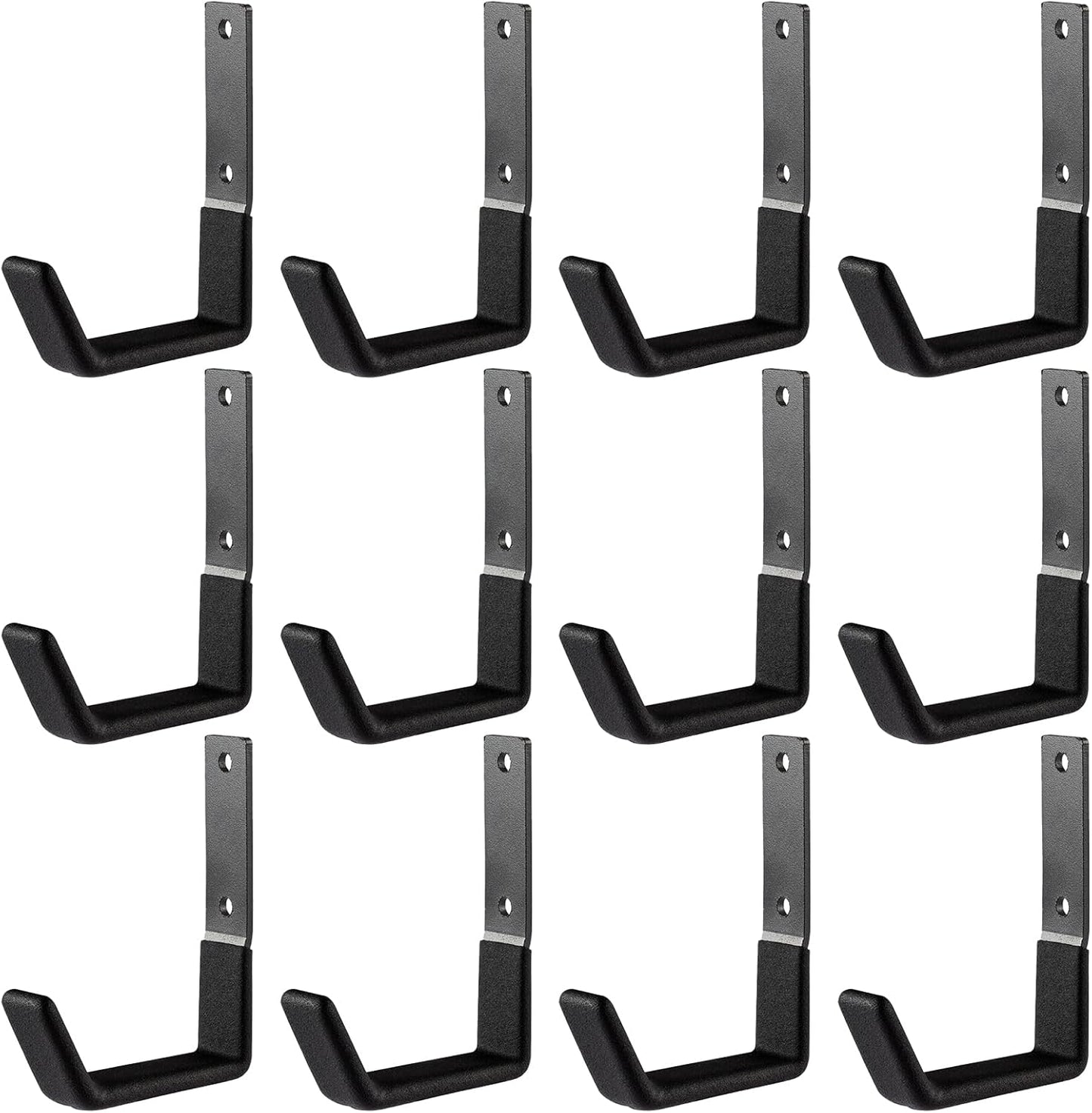 Heavy Duty Steel Hooks - Garage & Garden Tool Organizer, Wall Mount Hooks, Hose Hanger (12, Small)
