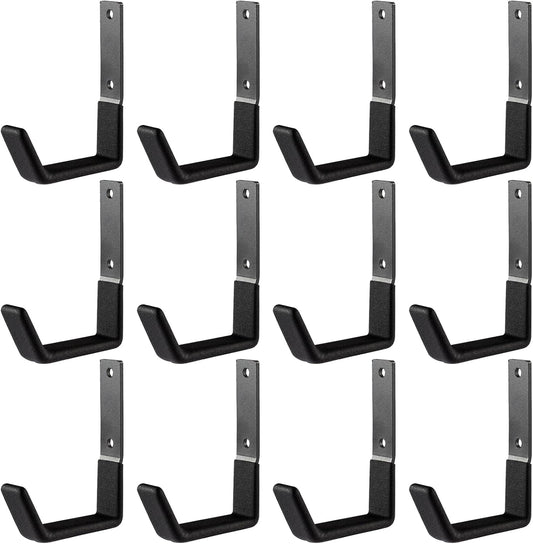 Heavy Duty Steel Hooks - Garage & Garden Tool Organizer, Wall Mount Hooks, Hose Hanger (12, Small)
