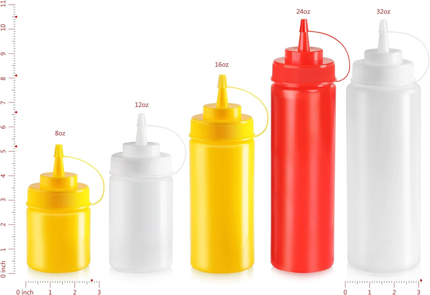 New Star Foodservice Squeeze Bottles, Plastic, Wide Mouth, 16 oz, Clear, Pack of 6