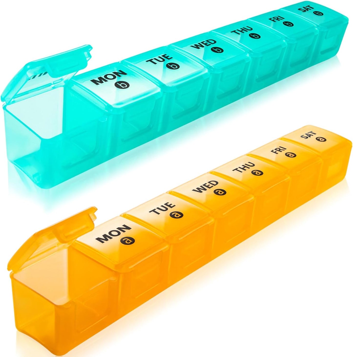 2-Pack Large Weekly Pill Organizer,7 Day Pill Cases Organizers Once A Day,Am Pm Pill Container 14 Compartment,Daily Vitamin Pill Box Dispenser 1 Week,Medication Aid Organizer Box for Supplement