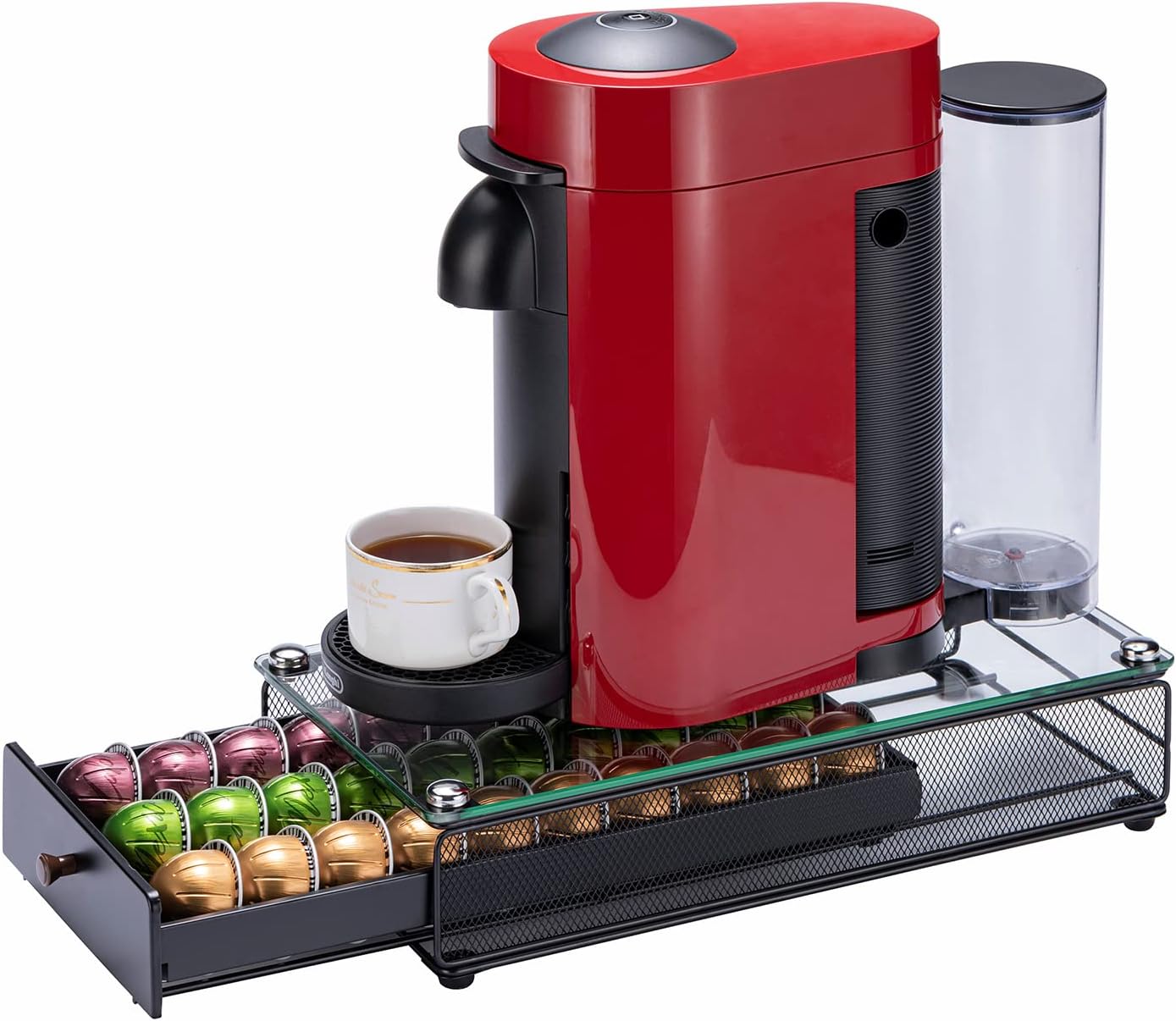 ZCDCP Nespresso Vertuo Pod Holder Coffee Capsule Drawer Black 30 Pods