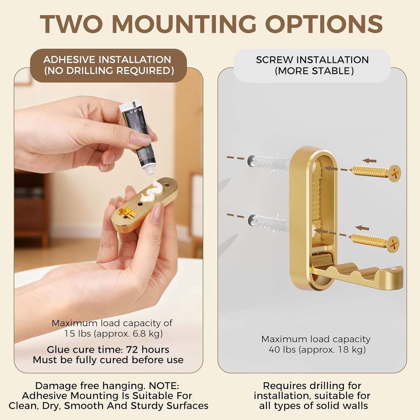 4-Pack Heavy Duty Zinc Alloy Folding Wall Hooks for Bathroom, Kitchen, Entryway, Closet - Space-Saving Design Holds Coats, Towels, Backpacks, Hats, Keys (Gold)