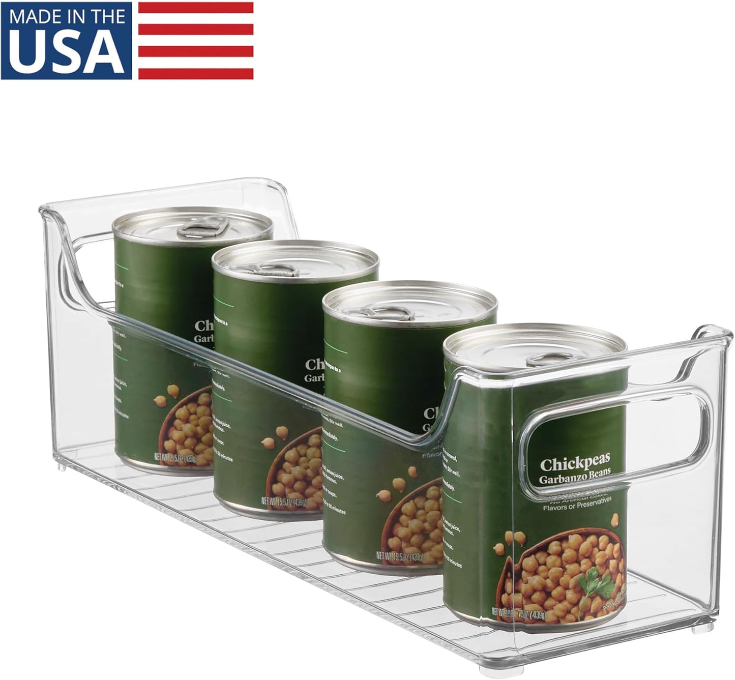 iDesign Stackable Plastic Pantry Bin with Handles for Cabinets or Fridge, Clear, Made in USA