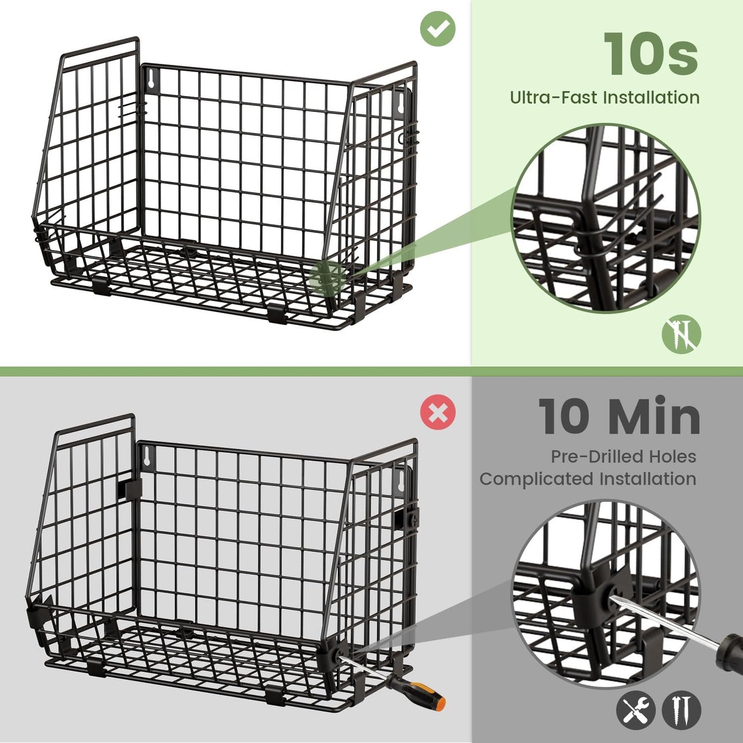 Wire Fruit Basket for Kitchen Storage: Hanging and Counter Wall Fruit Basket for Vegetable Produce - Potato and Onion Storage for Pantry 3 Pack