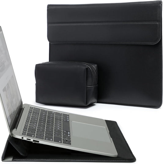 HYZUO 13 Inch Laptop Sleeve Case with Stand for 2025-2018 MacBook Air 13 M4 M3 M2 M1, 2025-2016 MacBook Pro 13 M2 M1, 13" iPad Pro/Air, Surface Pro 11/10/9, XPS 13, with Pouch, Black
