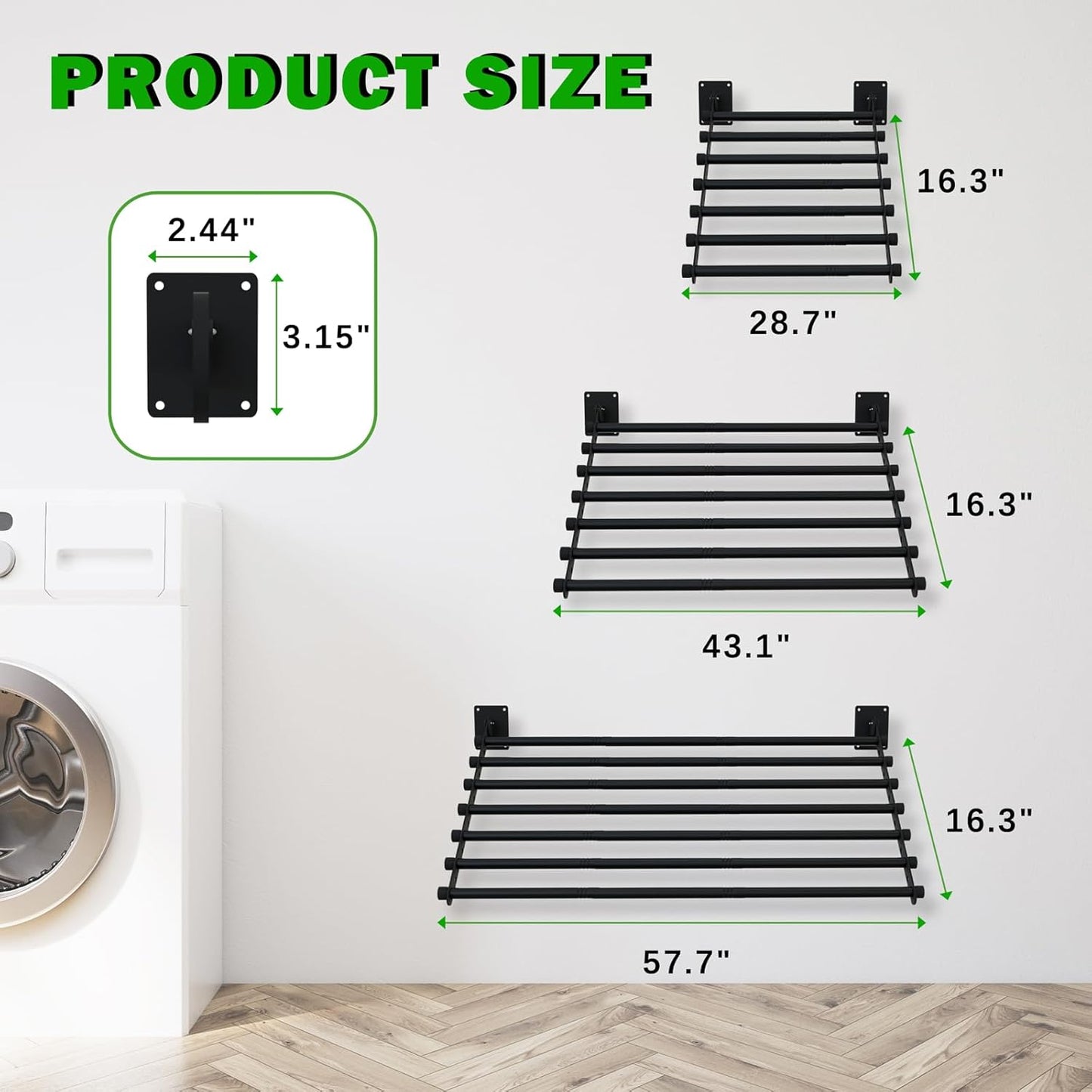 Wall Mounted Drying Rack, 28 Inches Wall Laundry Drying Rack Collapsible Indoor Clothes Drying Rack for Hanging Clothes