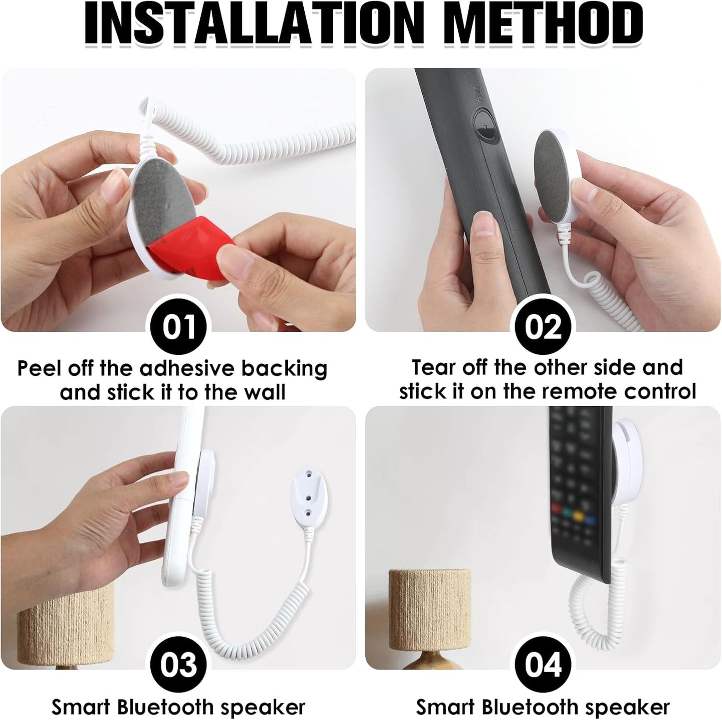 Magnetic Remote Leash Control Holder with Security Cable, Retractable Tidy Anti-lost Rope Organizer Easy Installation Stable Suitable for Projector TV Fan and Air Conditioner Remotes (2Pcs White, L)
