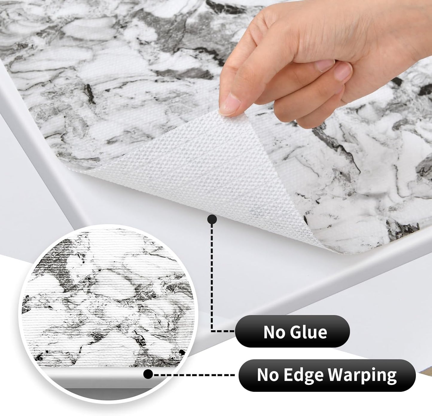 Drawer and Shelf Liner for Kitchen Cabinet: 12 in X 30 Ft Non Slip Waterproof Shelf Paper Non Adhesive Refrigerator Liners Grey and White Marble Easy Liners for Bathroom with Knife Tape Measure