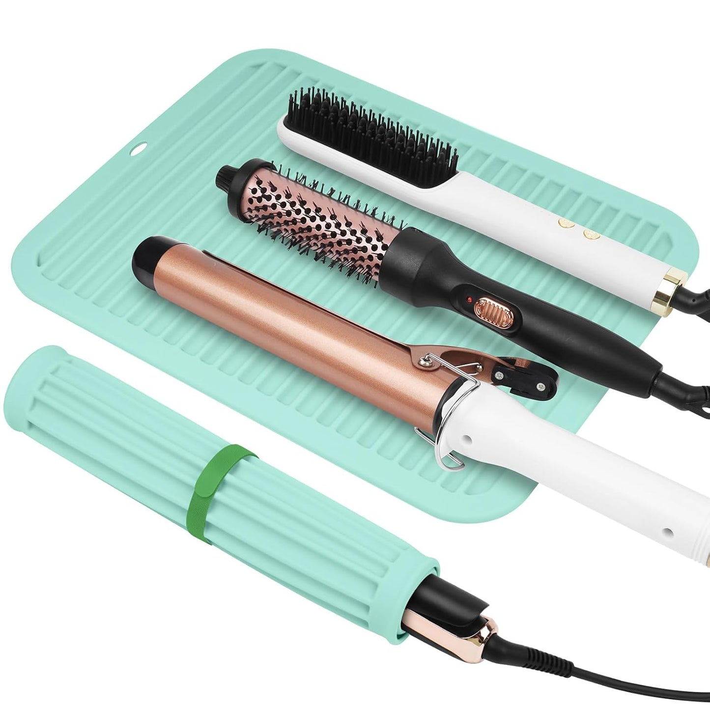 AMIJEAL Oversize Silicone Heat Resistant Mat for Hair Tools, Curling Iron Flat Iron Hair Straightener Holder Mat, Portable Hot Tools Sleeve Pad for Travel Vanity Salon(14.2" x 11.0")