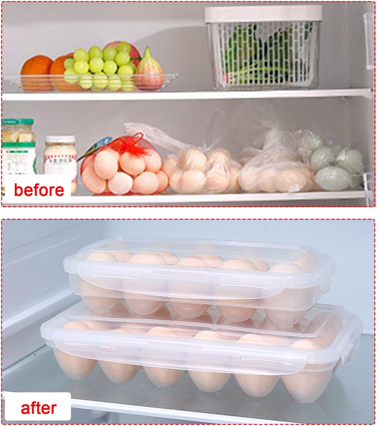 XBY-US 4 Pack Covered Egg Holders,Egg Holder For Refrigerator,travel egg Storage Container,Plastic Refrigerator Egg Trays,camping egg box,Deviled Egg Tray Carrier with Lid Fits 18X4 Eggs(72 Eggs)