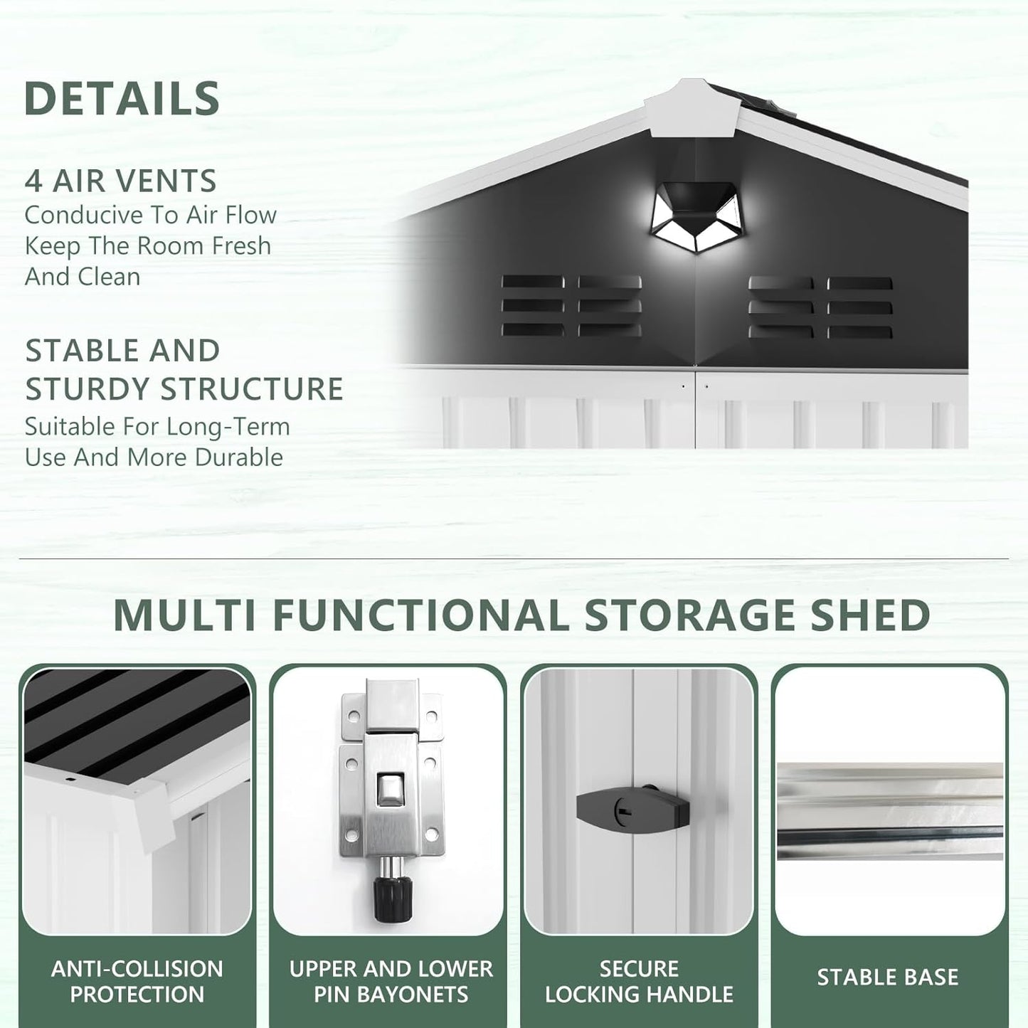 Metal Storage Shed,Outdoor Storage Building 8x6,Large Backyard Shed with Lockable Door,Waterproof Outside Storage Shed，White