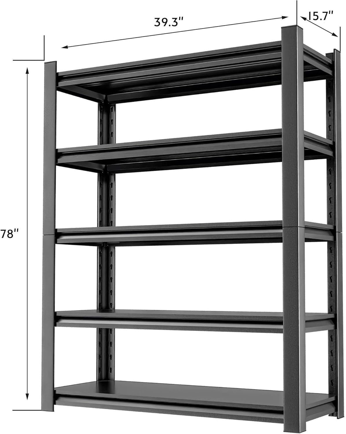 Garage Shelving Unit, Heavy Duty 5 Tier Storage Shelf, Industrial Utility Shelving, Durable Metal Shelf Organizer, Metal Garage Shelving Heavy Duty 16" D x40 W x78 H（2 Pieces）