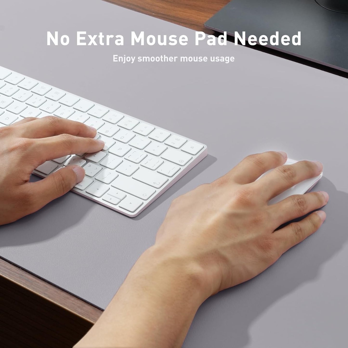 Aothia Large PU Leather Desk Pad Protector - Non-Slip Mouse Pad & Writing Mat for Office/Home, Waterproof, Easy to Clean (36" x 17", Smoky Lavender)