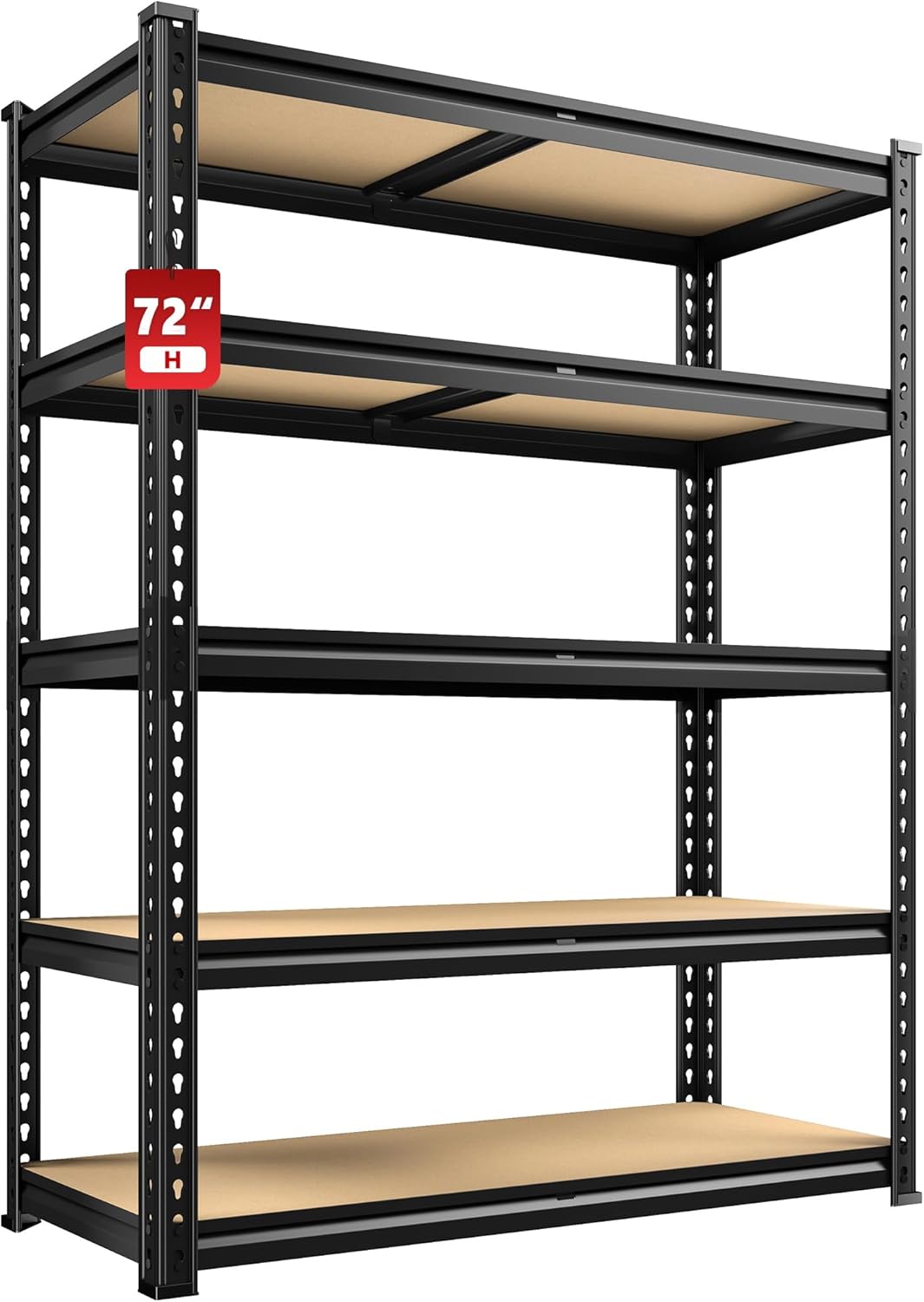 REIBII 2020LBS Storage Shelves 5 Tier Garage Shelving Heavy Duty Adjustable Garage Shelves, Utility Rack Shelf, Shelving Units for Storage Warehouse Pantry Closet, 35.5" W x 11.9" D x 72" H, Black