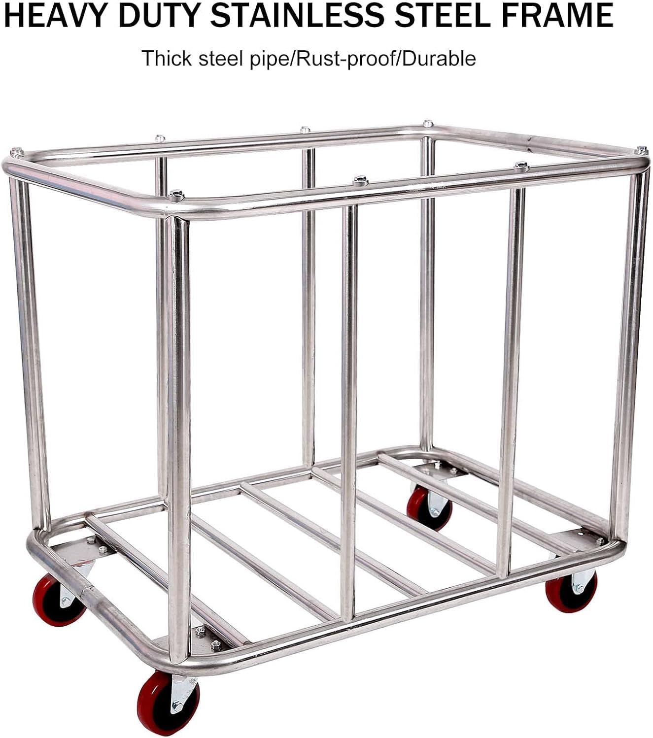 105 Gal Rolling Laundry Basket, Commercial 400L Large Capacity Heavy Duty Clothing Laundry Cart with Stainless Steel Frame and Removable Bag