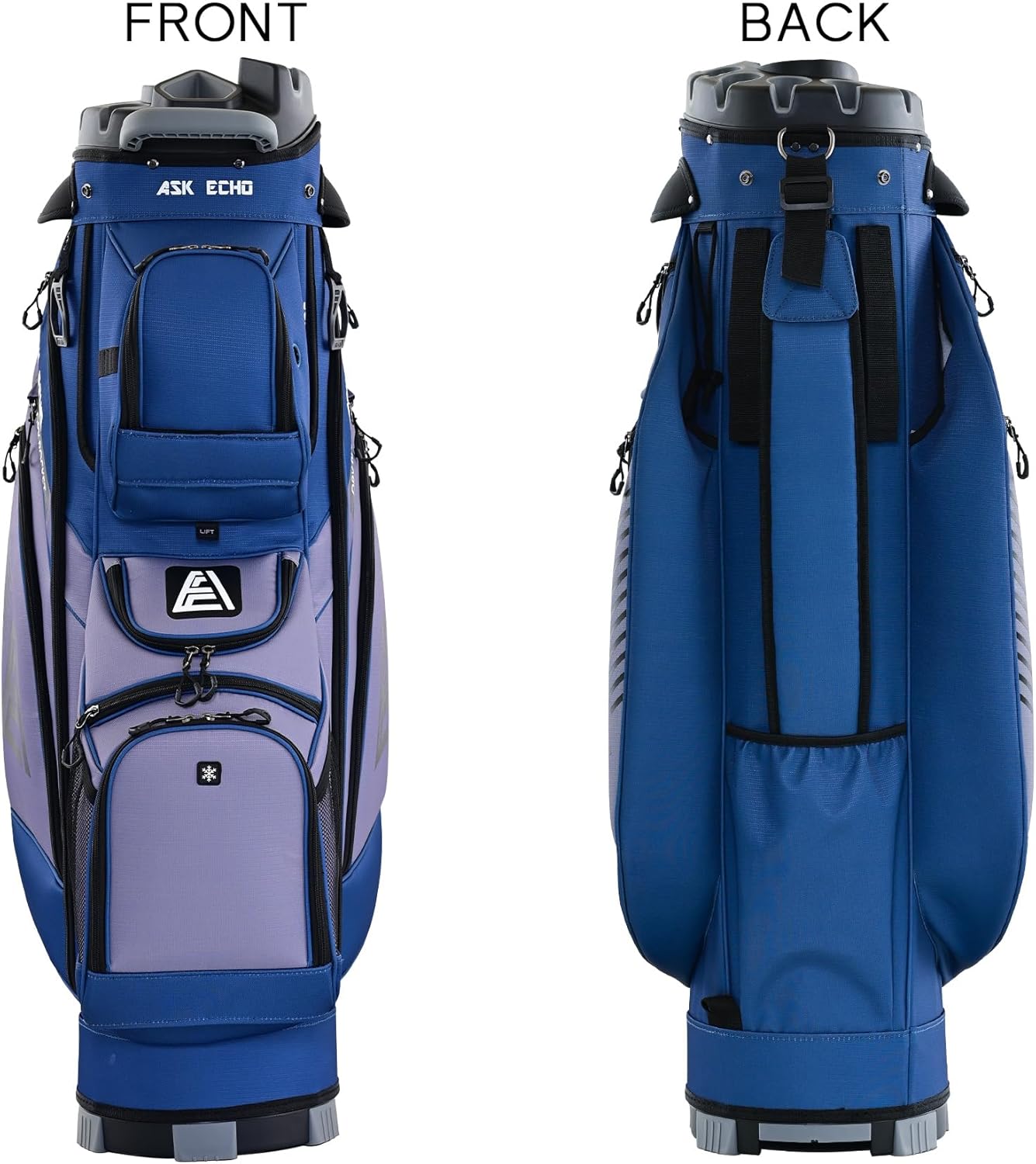 ASK ECHO 2024 T-Lock Golf Cart Bag with 14 Way Organizer Divider Top, Premium Cart Bag with Handles and Rain Cover, for Men