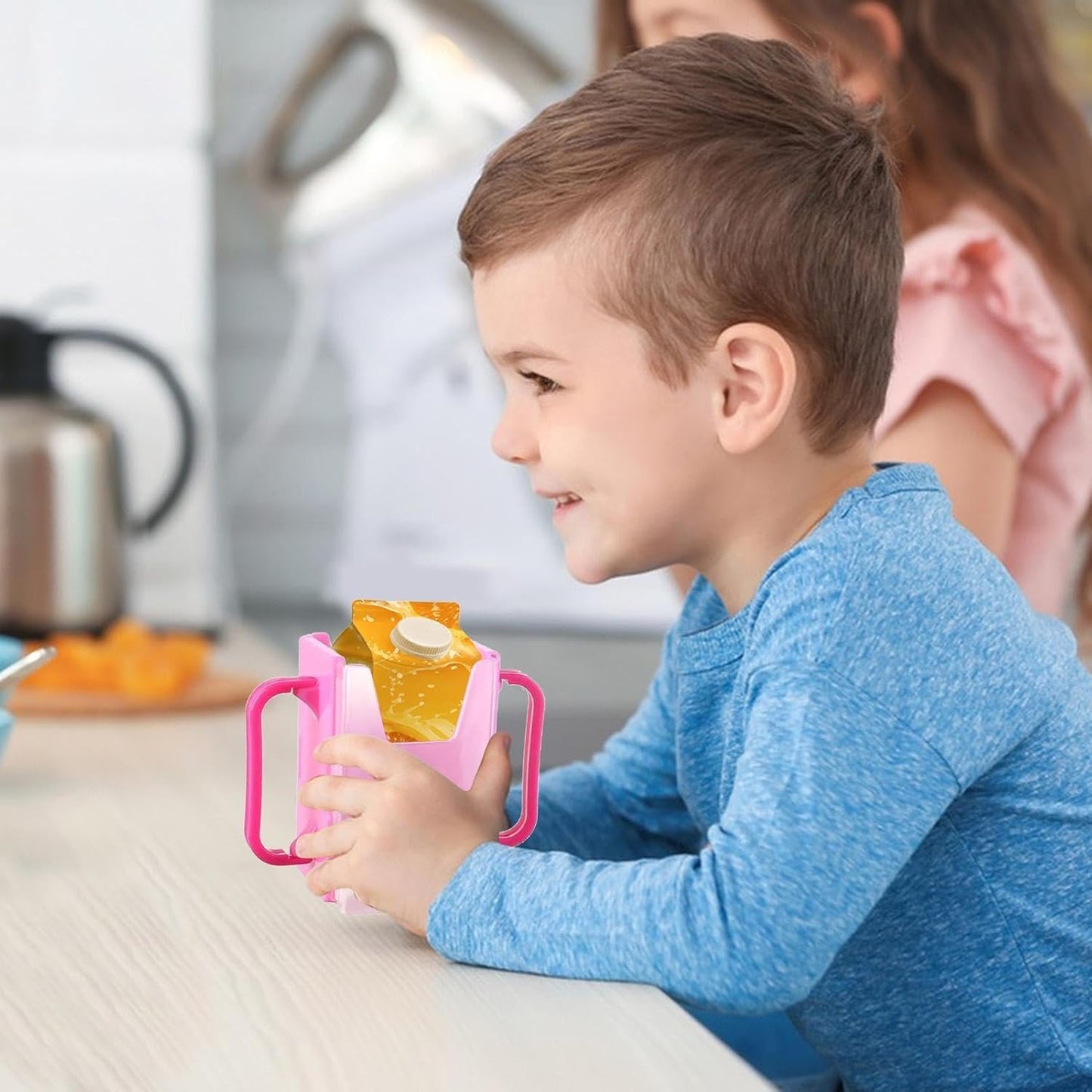 Milk Box Holder - Toddler Drinking Bottle Holder, Reusable Toddler Cup Holder | Squeeze Proof Pouch Holder, Portable Juice Bag Holder, Adjustable Drink Pouch Holder Suitable for Kids and Toddler