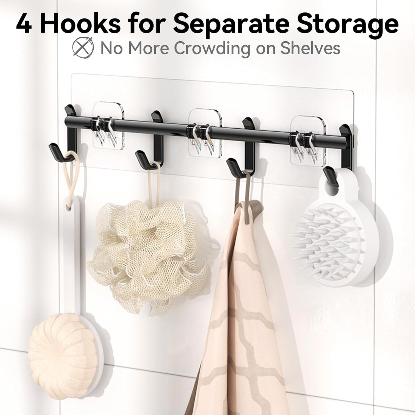 YASONIC Shower Caddy, 100% Rustproof Shower Shelves for Inside Shower, No Drilling Bathroom Organizers and Storage, 6 Pack Large Capacity Bathroom Shelves for Kitchen & Home Decor
