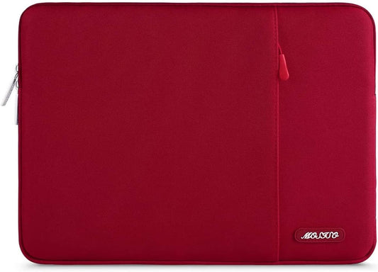MOSISO Laptop Case 16 inch, 15-15.6 inch Laptop Sleeve Compatible with MacBook Pro 16 M4 M3 M2 M1, HP Acer Dell Lenovo ASUS Notebook, Polyester Vertical Computer Sleeve Bag with Pocket, Red
