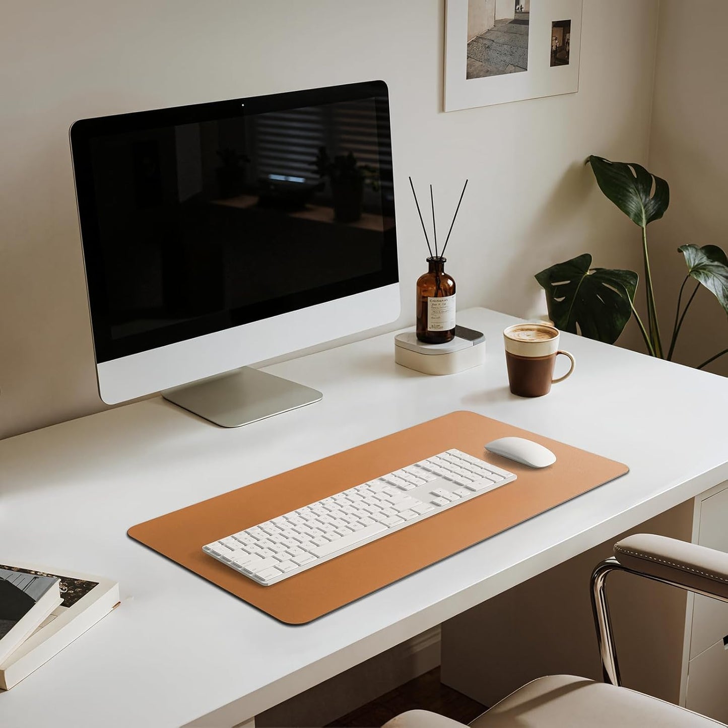 Jotsome Leather Desk Pad Mat, Non-Slip Desk Blotter Pad - Desk Protector for Office, Home, Laptop, and Desktop, Gift for The Holidays or Christmas (Tan, 24" x 14")