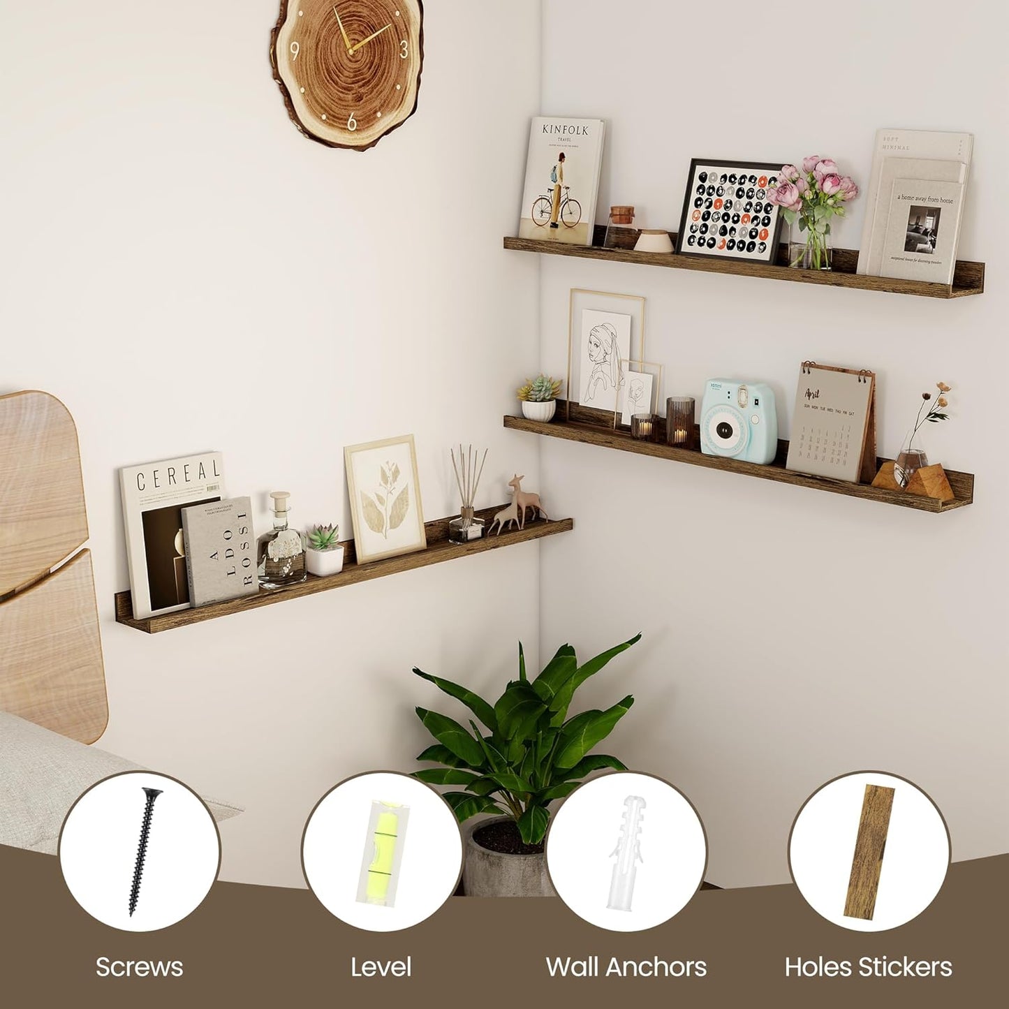 Axeman Floating Shelves for Wall - Picture Ledge Shelf Set of 2-36 Inch Floating Shelves with Lip - Picture Shelf for Wall with Ledge - Photo Ledge Shelves for Pictures Nursery Books