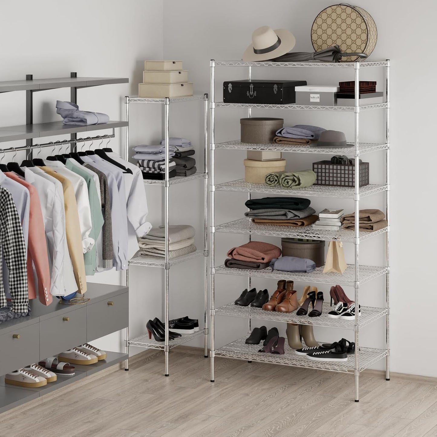 24" Deep x 42" Wide x 86" Height Wire Shelving Kit | 8-Tier | NSF Commercial Storage Rack Unit