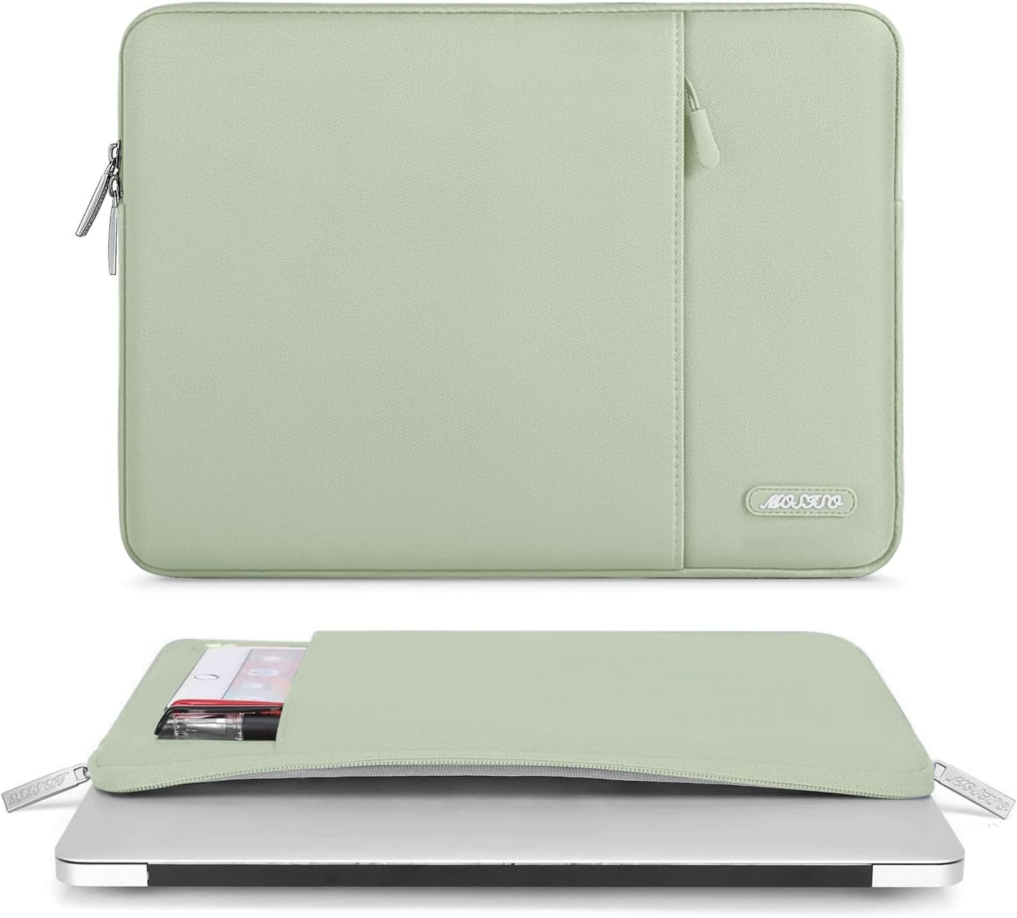 MOSISO Laptop Case 13 inch, 13 inch Laptop Sleeve Compatible with MacBook Air M4 M3 M2 M1 2025-2018 / Pro M2 M1 2025-2016, Polyester Vertical Computer Sleeve Bag with Pocket, Sage Green