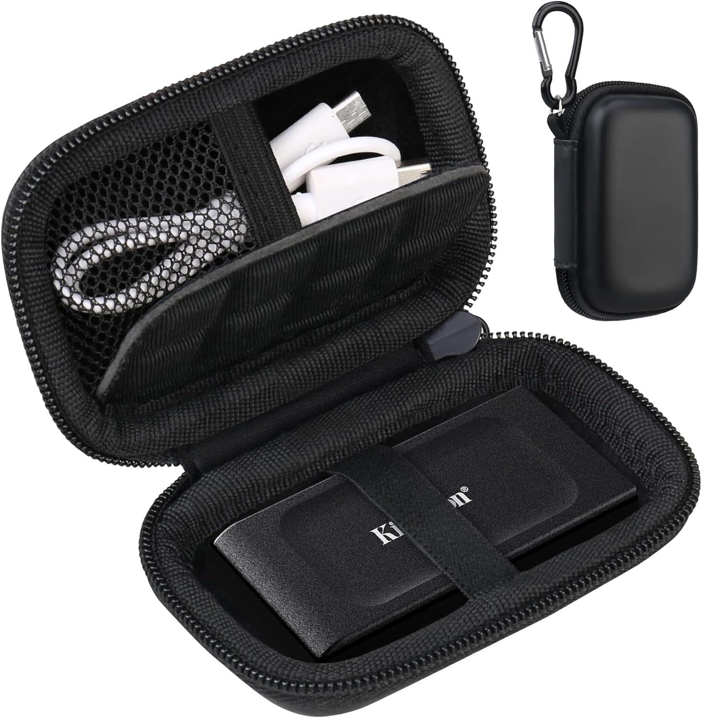 Lacdo Hard Carrying Case for Kingston XS1000 / XS2000 / XS1000R SSD 500GB/1TB/2TB/4TB Portable External Solid State Drive USB 3.2 EVA Shockproof Protective Storage Travel Bag, Black