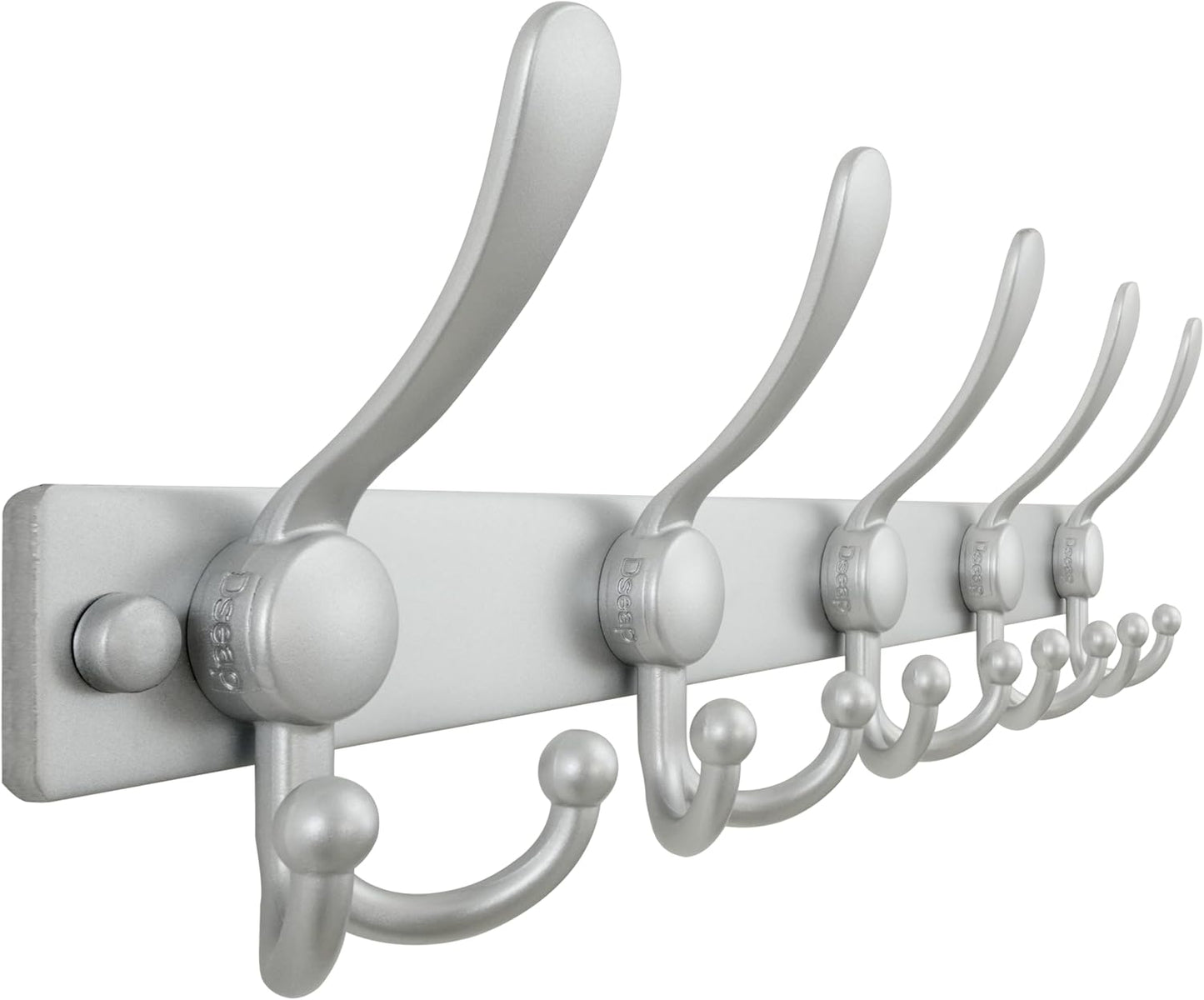Dseap Coat Rack Wall Mount 2.0 Pro: Heavy Duty 300% Thicker, 16" Stud Mount, Stainless Steel Wall Coat Hooks Hanger for Clothes Jackets Hats Entryway Closet, MaxStrong Series, Silver