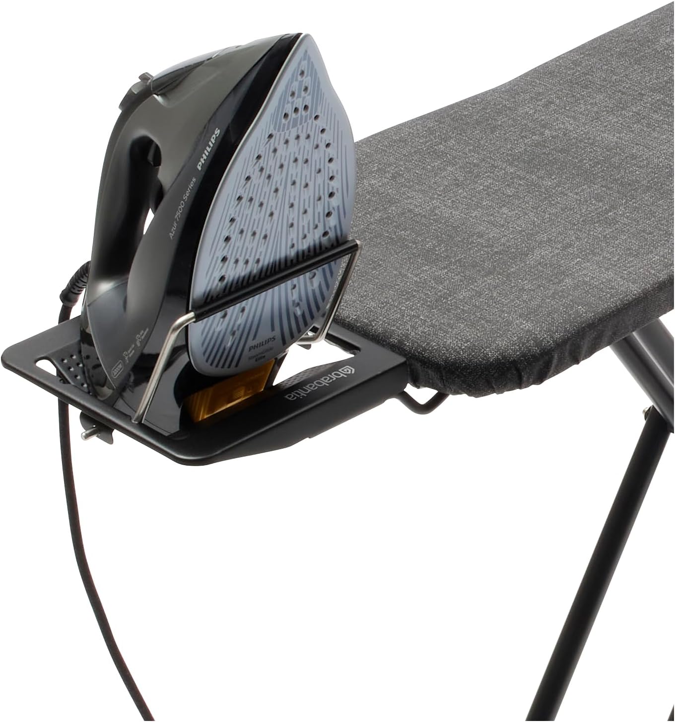 Brabantia Size A Compact Small Ironing Board (43x12 in) 7 Height Options, Adjustable Steam Iron Rest Holder (New Dawn) Non-Slip Feet, Anti-Collapse Child Locks
