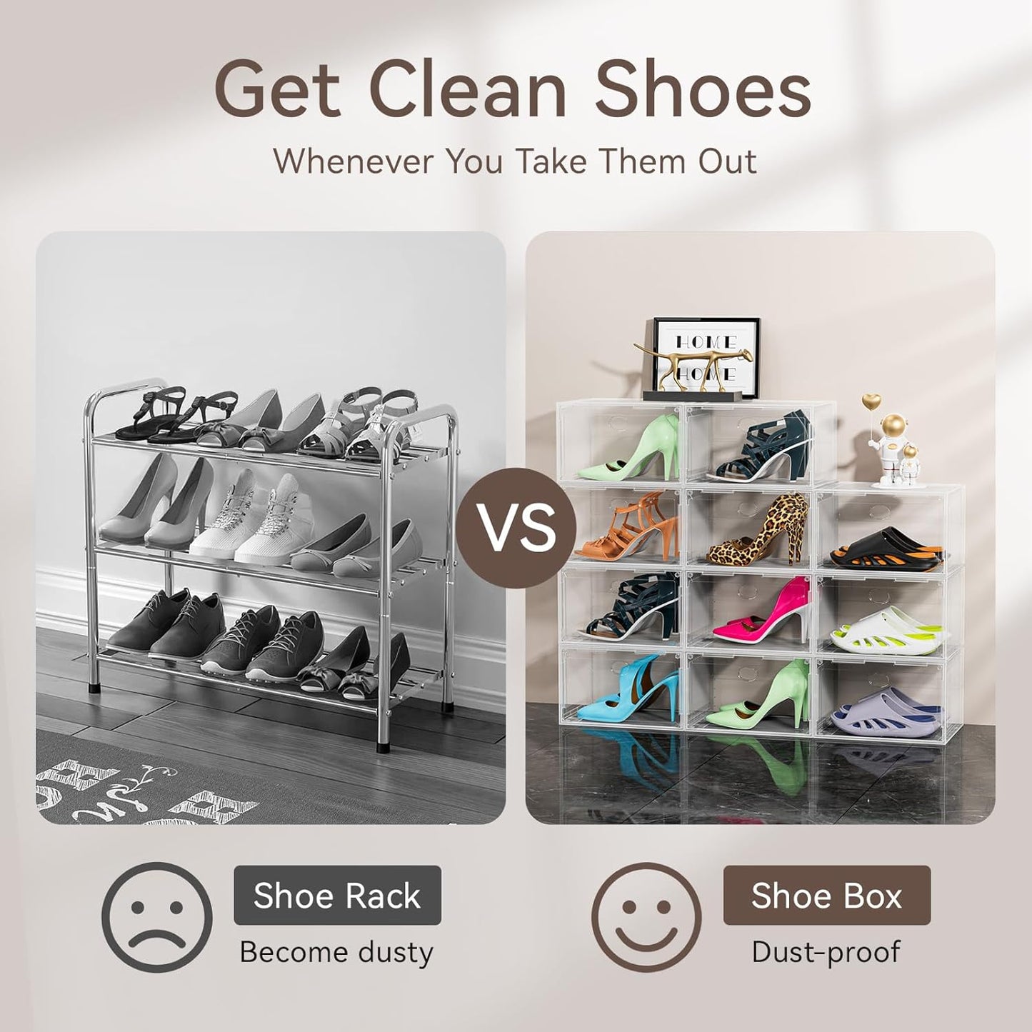 Large Clear Shoe Storage Boxes 8 Pack, Hard Plastic Shoe Organizer Containers for Sneaker, Shoe Boxes Clear Plastic Stackable, Sneaker Storage Display Case Fit up to US Size 13