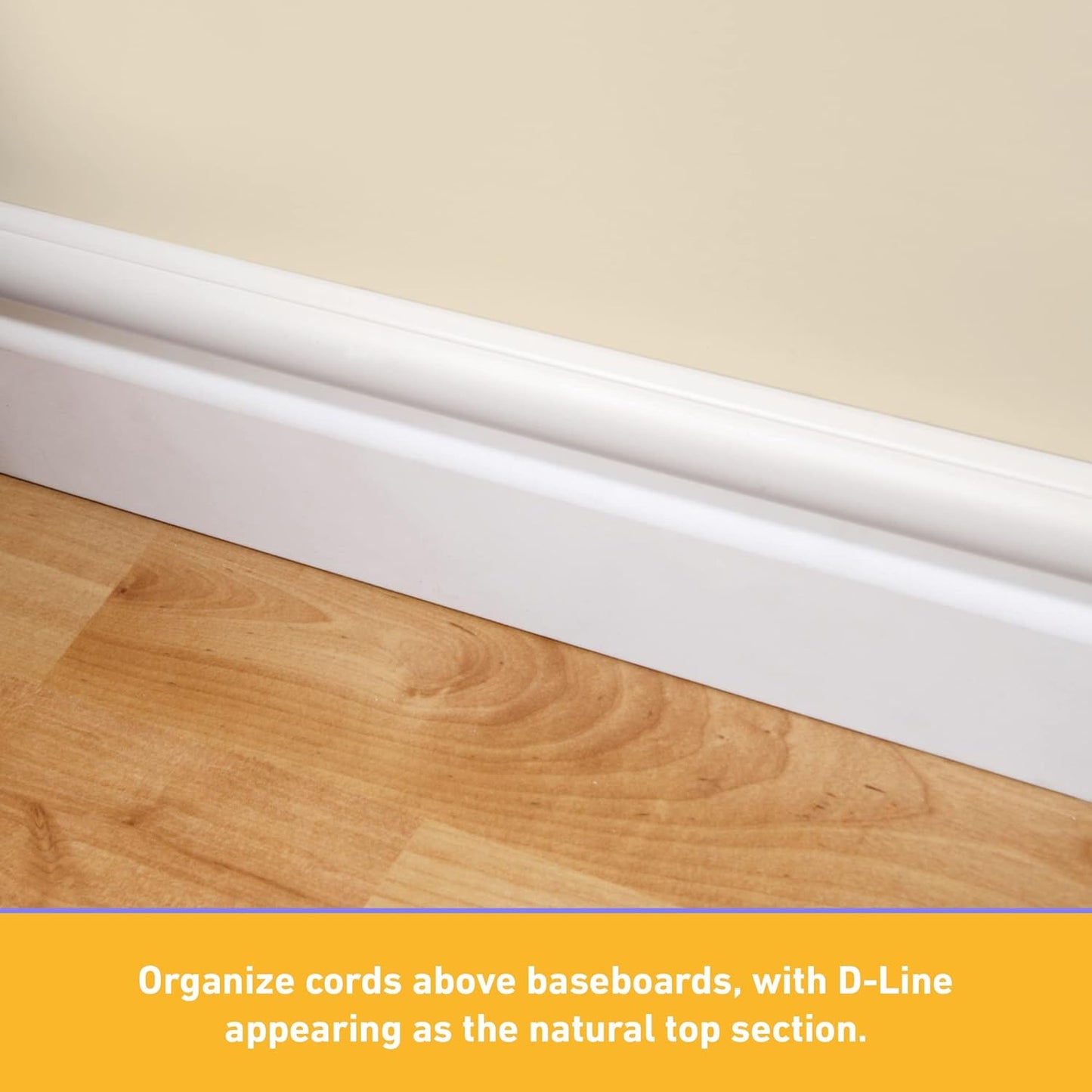 D-Line Medium Cord Cover Kit, 30ft Self-Adhesive Wire Hider, Half Round Cord Covers, Paintable Cable Management - 6X 5ft Channels and 10 Accessories
