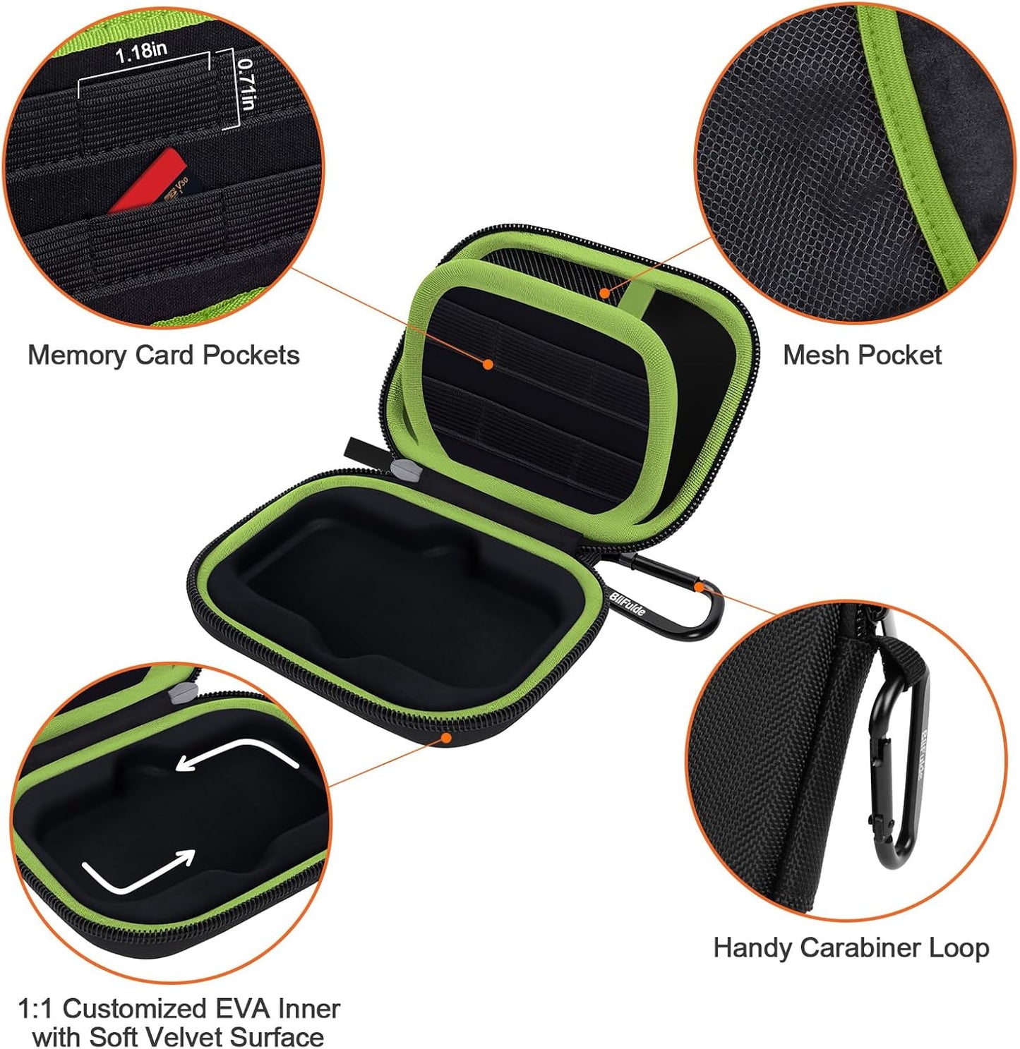 Hard Case for SanDisk Extreme Portable SSD 500GB 1TB 2TB 4TB 8TB External Solid State Drive Case -Custom-Insert Shockproof Protective Storage Travel Bag for SSD SD Card Holder (Green)