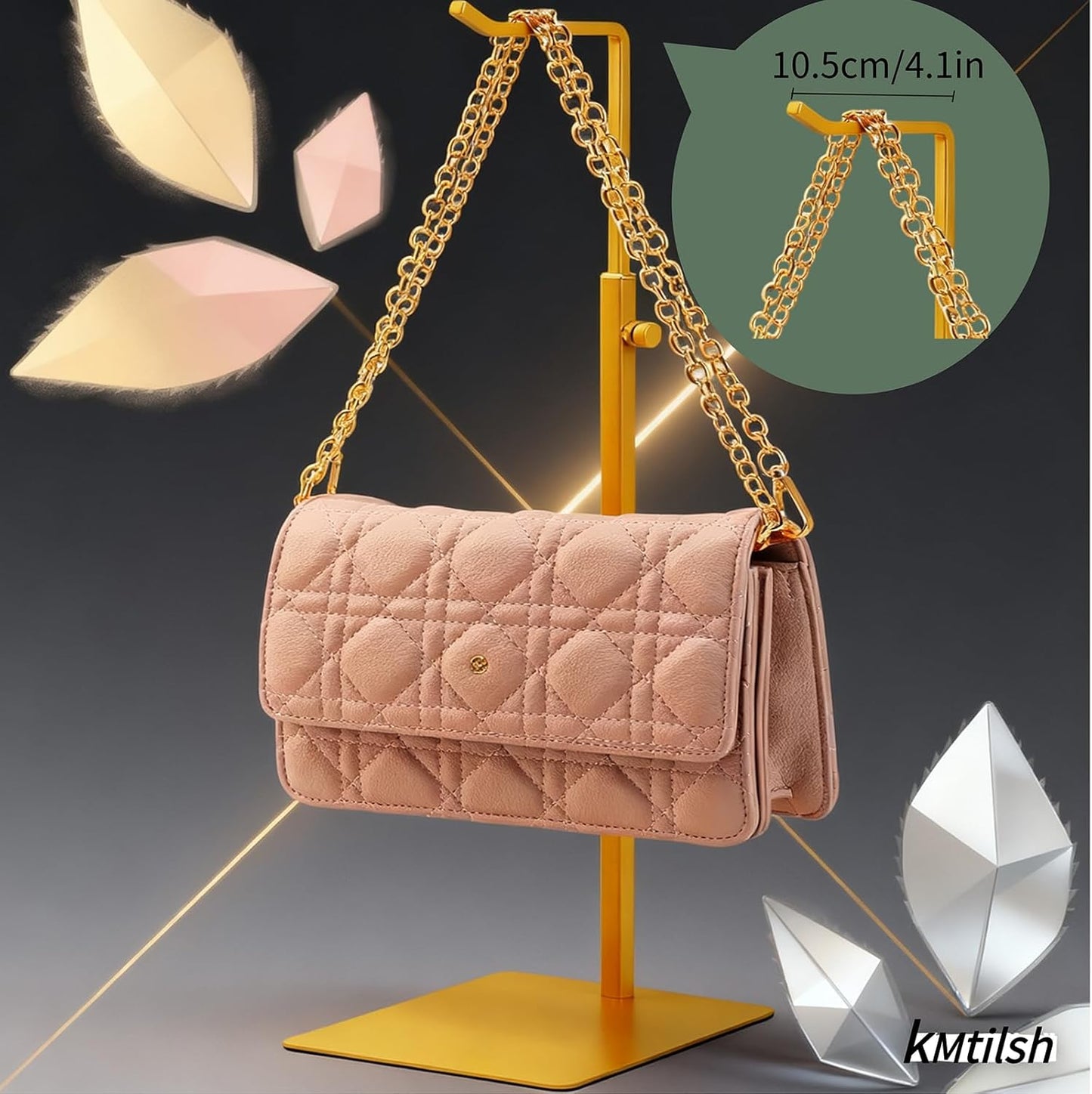 2Pcs Purse Holder, Adjustable Purse Display Stand , Golden Handbag Display Stand, Hanger Rack for Bags, Suitable for Desktops, Wardrobes and Commercial Storeshook Stand