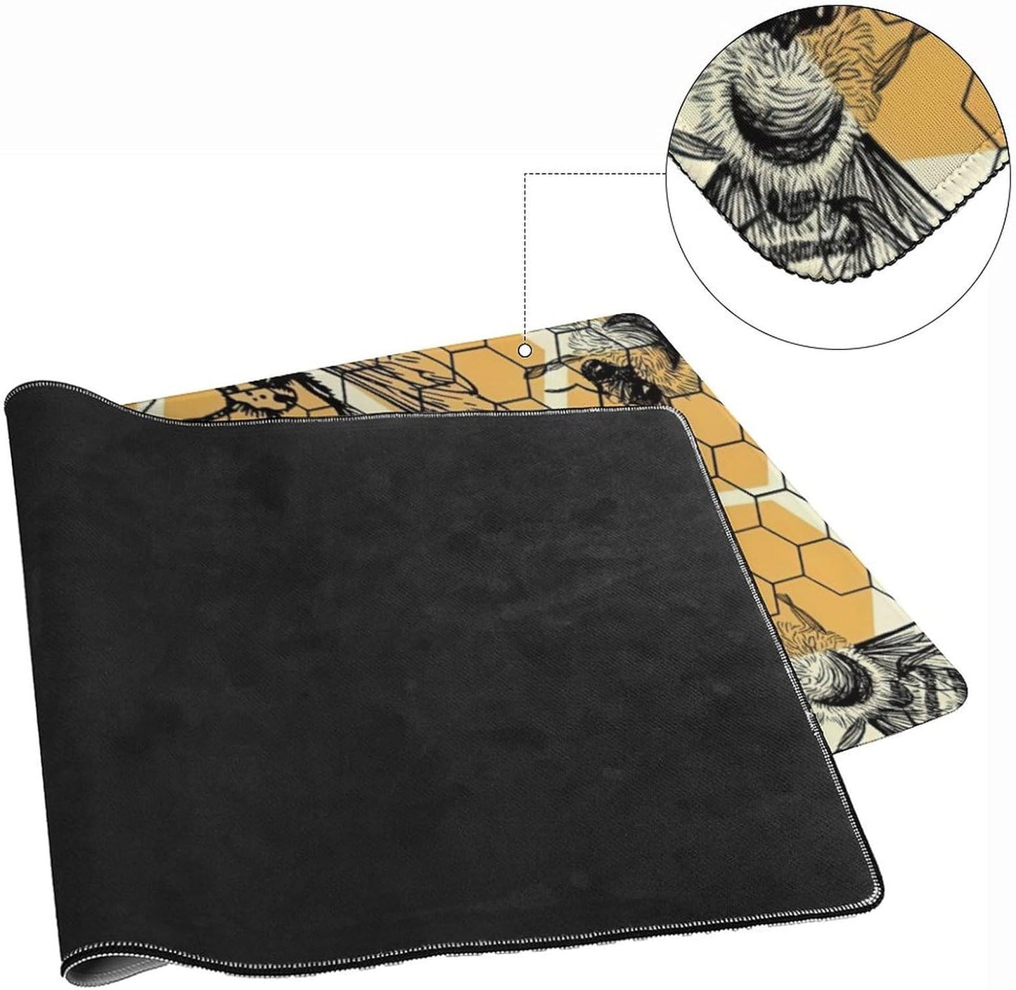 Bee and Honeycomb Large Mouse Pad, Vintage Aesthetic Gaming Desk Mat, XXL Keyboard Desk Pad Mat for Desktop, 35.4"x15.7" Non-Slip Base Big Mousepad with Stitched Edges