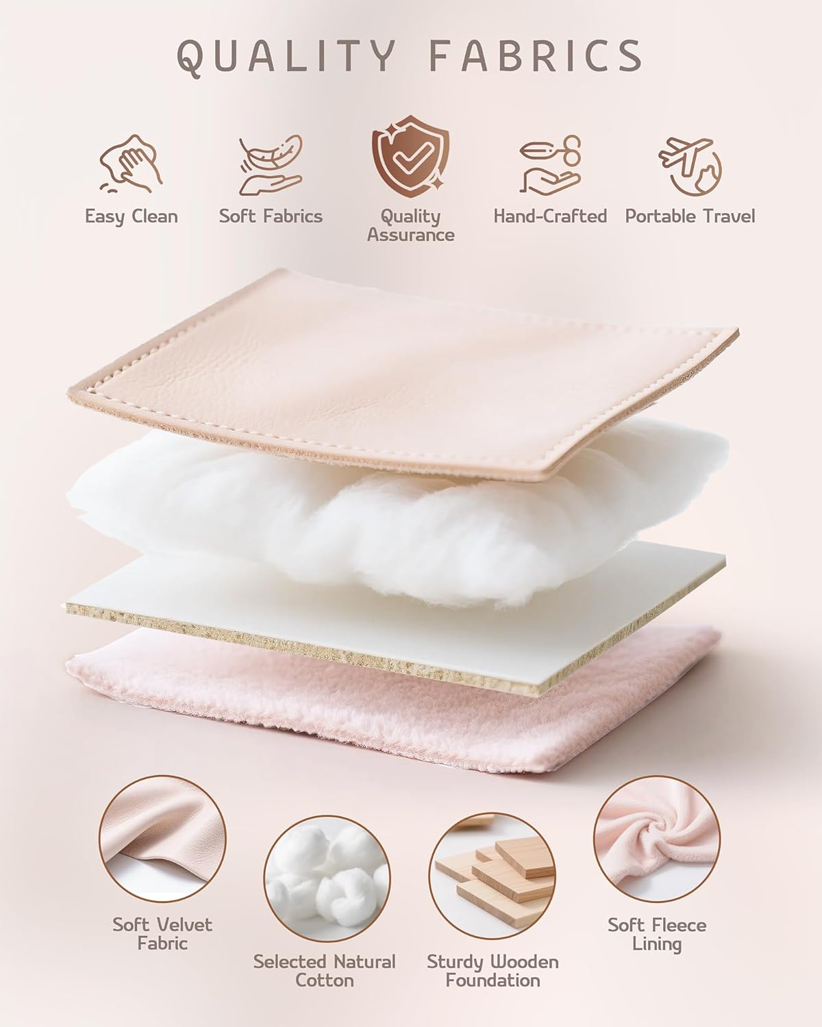 VELORIA Jewelry Box, Premium PU Leather Travel Jewelry Organizer & Storage, Dust-Proof, Scratch-Resistant Jewelry Case for Necklace Bracelet Bangle, Portable Luxury Gift for Women & Girls (Cloud Pink)