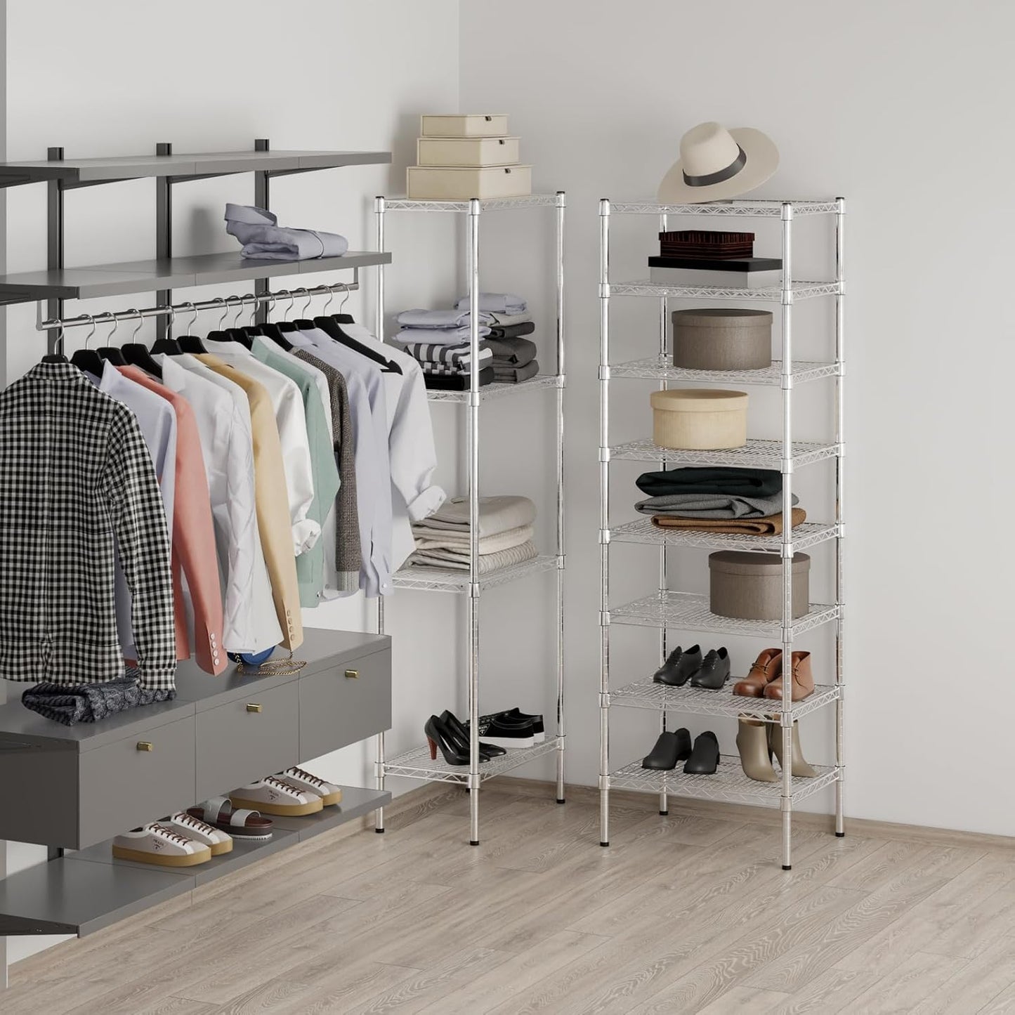 18" Deep x 24" Wide x 74" Height Wire Shelving Kit | 8-Tier | NSF Commercial Storage Rack Unit