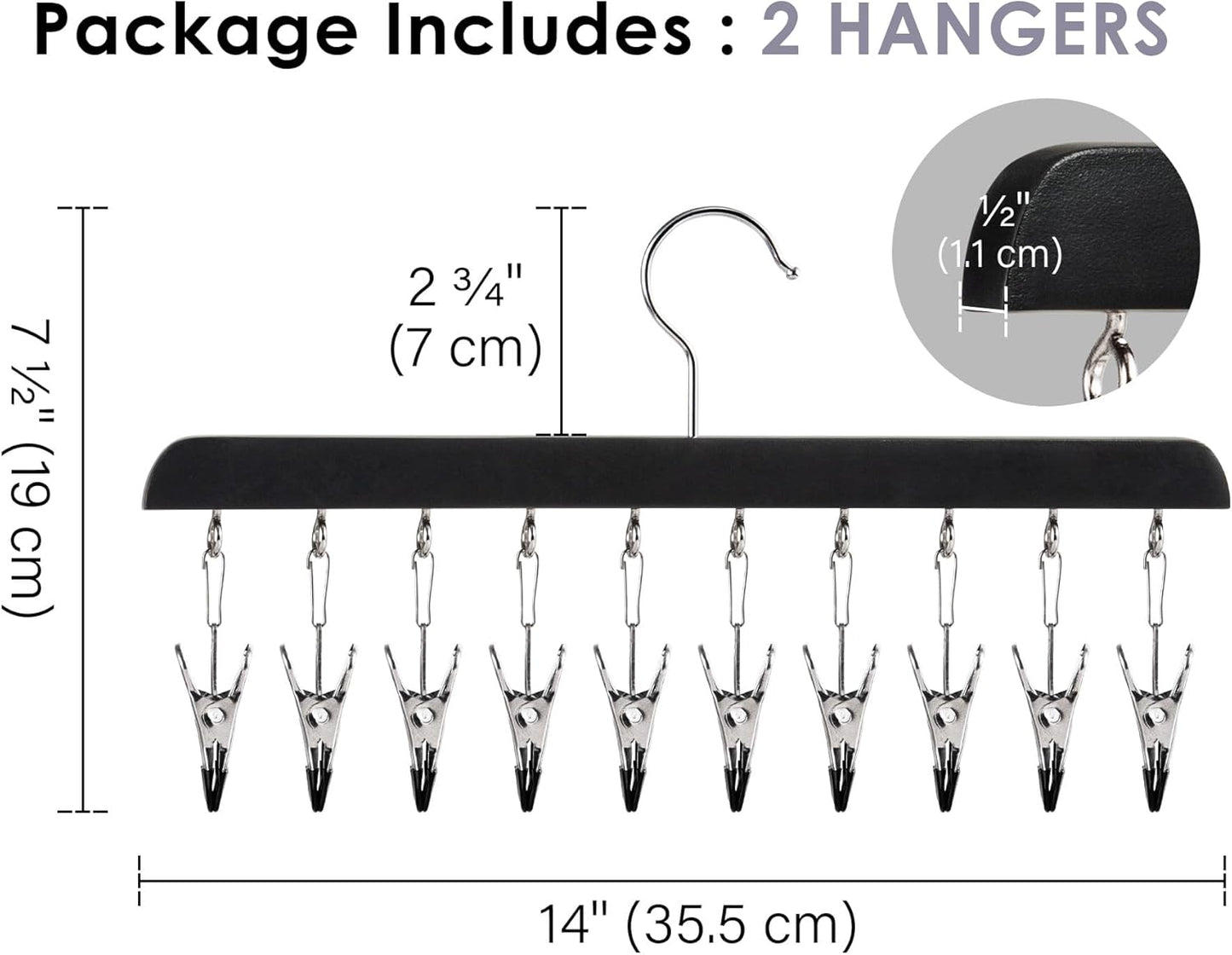 StorageWorks Hat Rack, Closet Organizer and Storage for Baseball Caps,Set of 2 with 10 Adjustable Stainless Steel Clips, Fits All Caps, Black