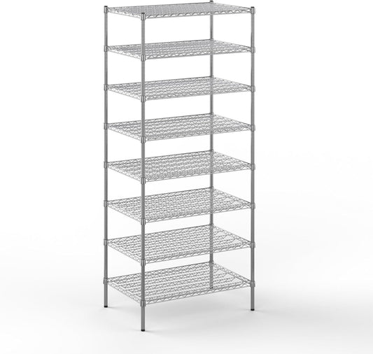 24" Deep x 36" Wide x 86" Height Wire Shelving Kit | 8-Tier | NSF Commercial Storage Rack Unit
