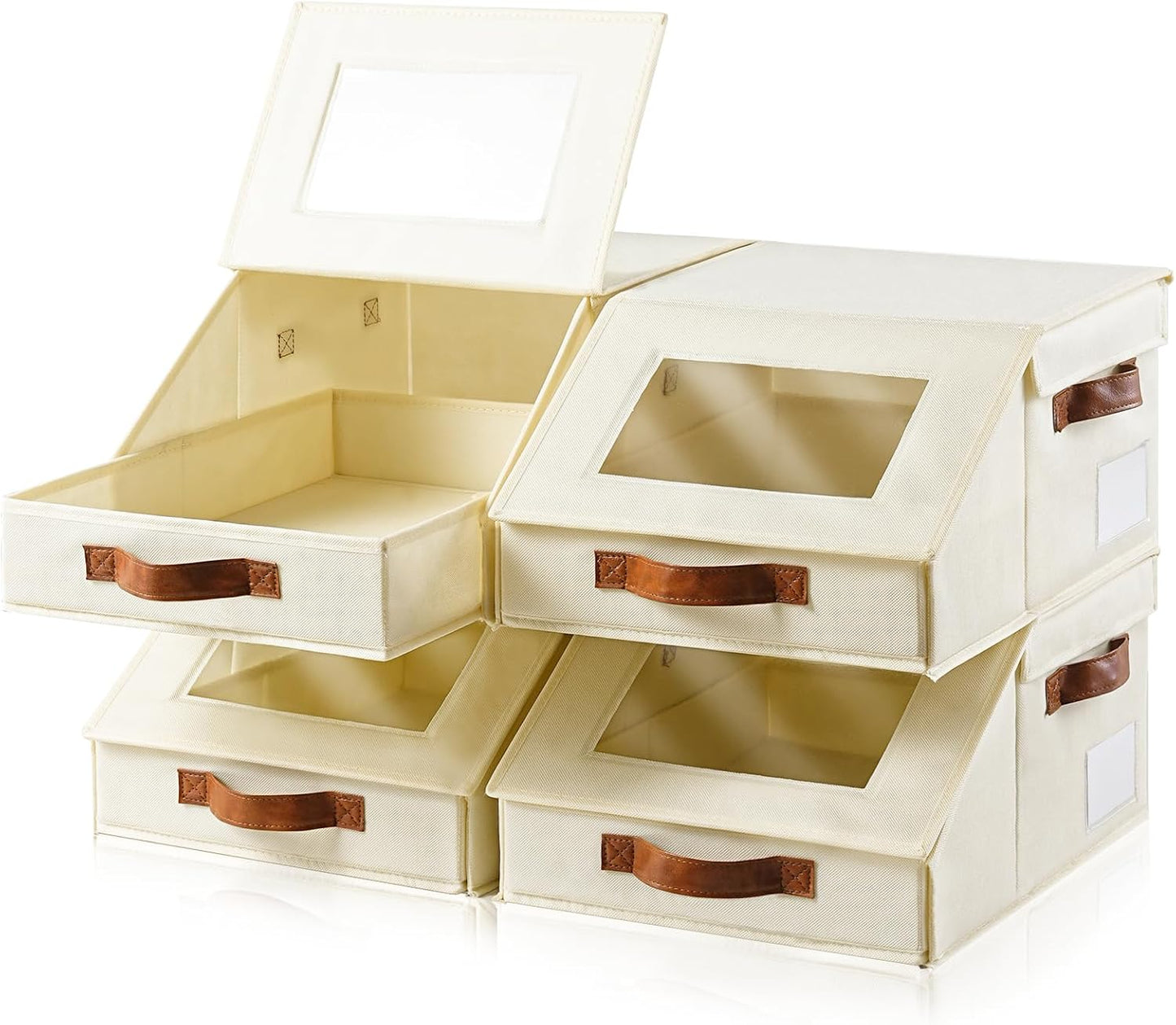 Closet Organizers and Storage, Stackable Closet Drawers, Fabric Closet Storage Bins, Foldable Linen Closet Organizer for Underwear, Clothes, Hat Storage,Wardrobe Space-Saving