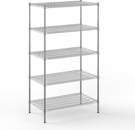 24" Deep x 42" Wide x 74" Height Wire Shelving Kit | 5-Tier | NSF Commercial Storage Rack Unit