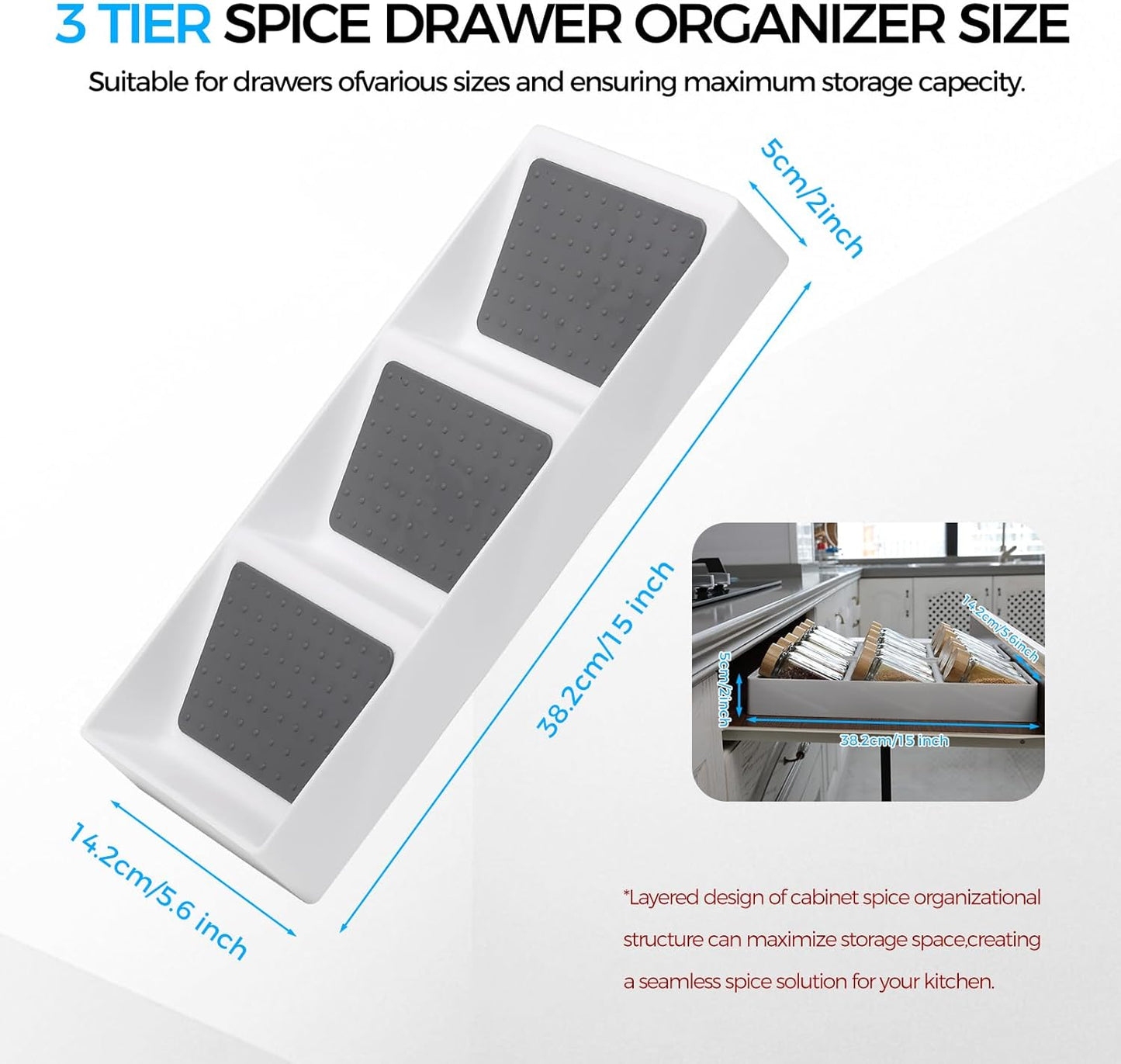 Kitchen Drawer Organizer,2 Pack,Pantry Organizers and Storage,Spice Rack Organizer for Cabinet, Making up Organizer, Bottle Rack,Bottles Holder,Spice Bottle Organizer