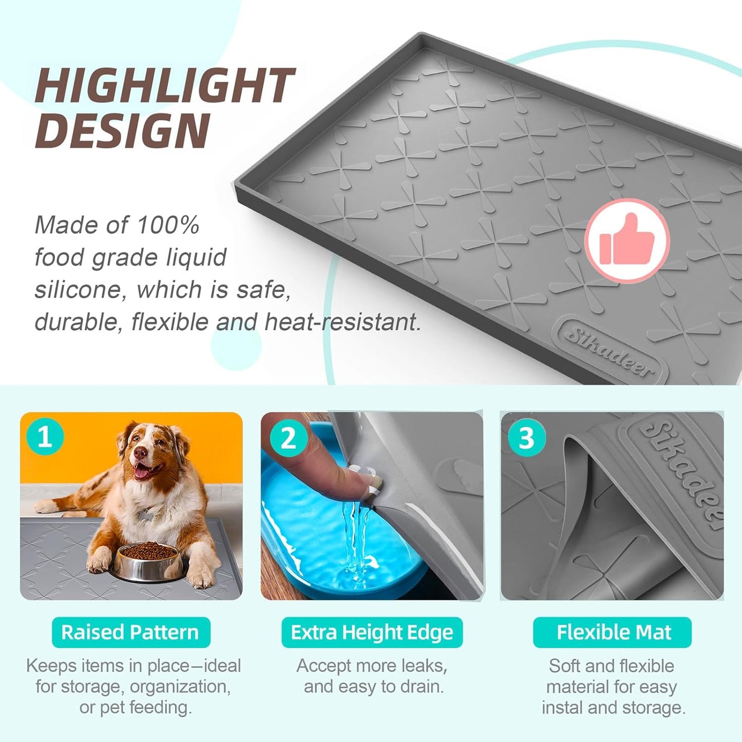 SIKADEER 31" x 22" Under Sink Mat Waterproof, Silicone Mat Kitchen Drawer Shelf and Cabinet Liner, Sink Protector for Kitchen Organizers and Storage, Boot Tray Pet Food Mats