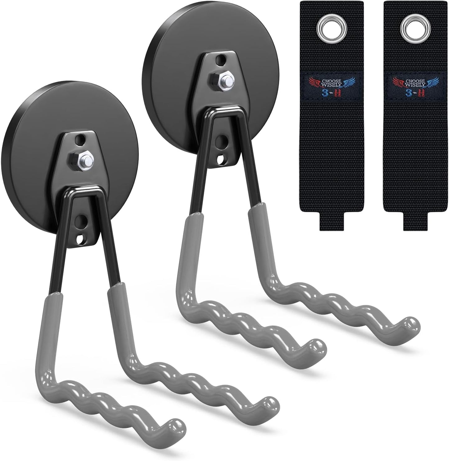 3-H Magnetic Wave Hooks Heavy Duty 2 Pack, Large Magnet Garage Hooks Heavy Duty and Strong Utility Magnetic Tool Holde for Hanging and organizing Garden Power Tool (Grey
