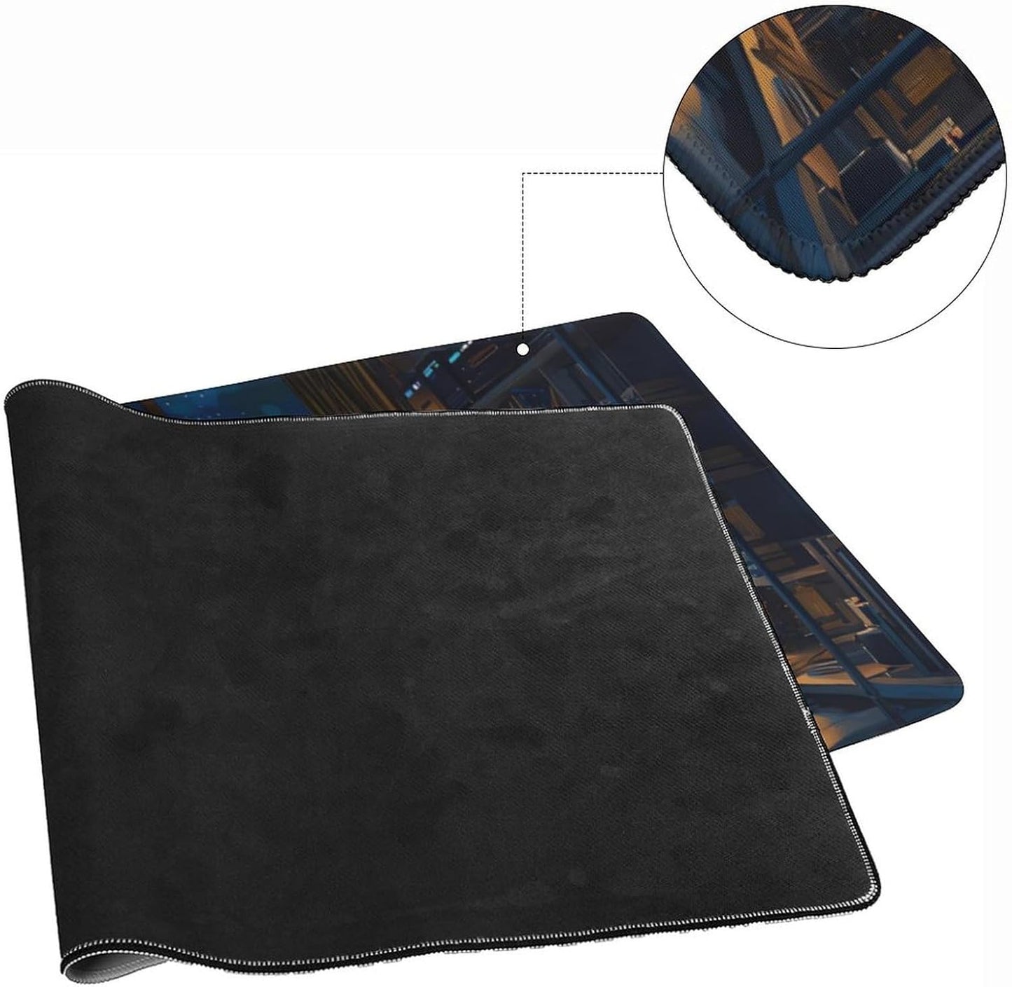 City Night from The Study Window Large Mouse Pad, Anime Style Gaming Desk Mat, XXL Keyboard Desk Pad Mat for Desktop, 35.4"x15.7" Non-Slip Base Big Mousepad with Stitched Edges