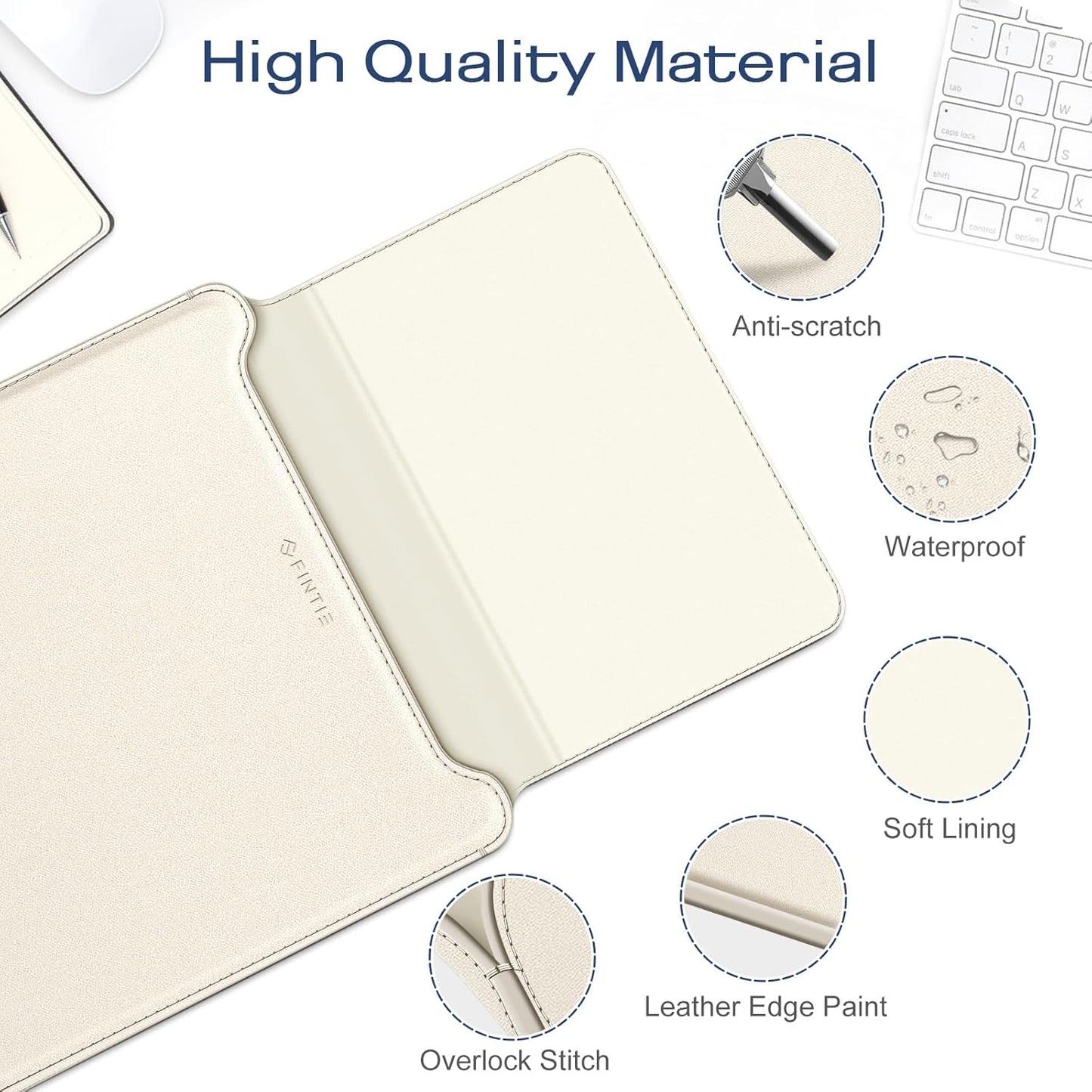 Fintie Sleeve Case for MacBook Air 13.6 A3240 A3113 A2681, Pro 14 A3434 A3401 A3185 A3112 A2992 A2918 A2779 A2442, MacBook Pro/Air 13 - PU Leather Slim Bag Cover with Stand Feature, Starlight